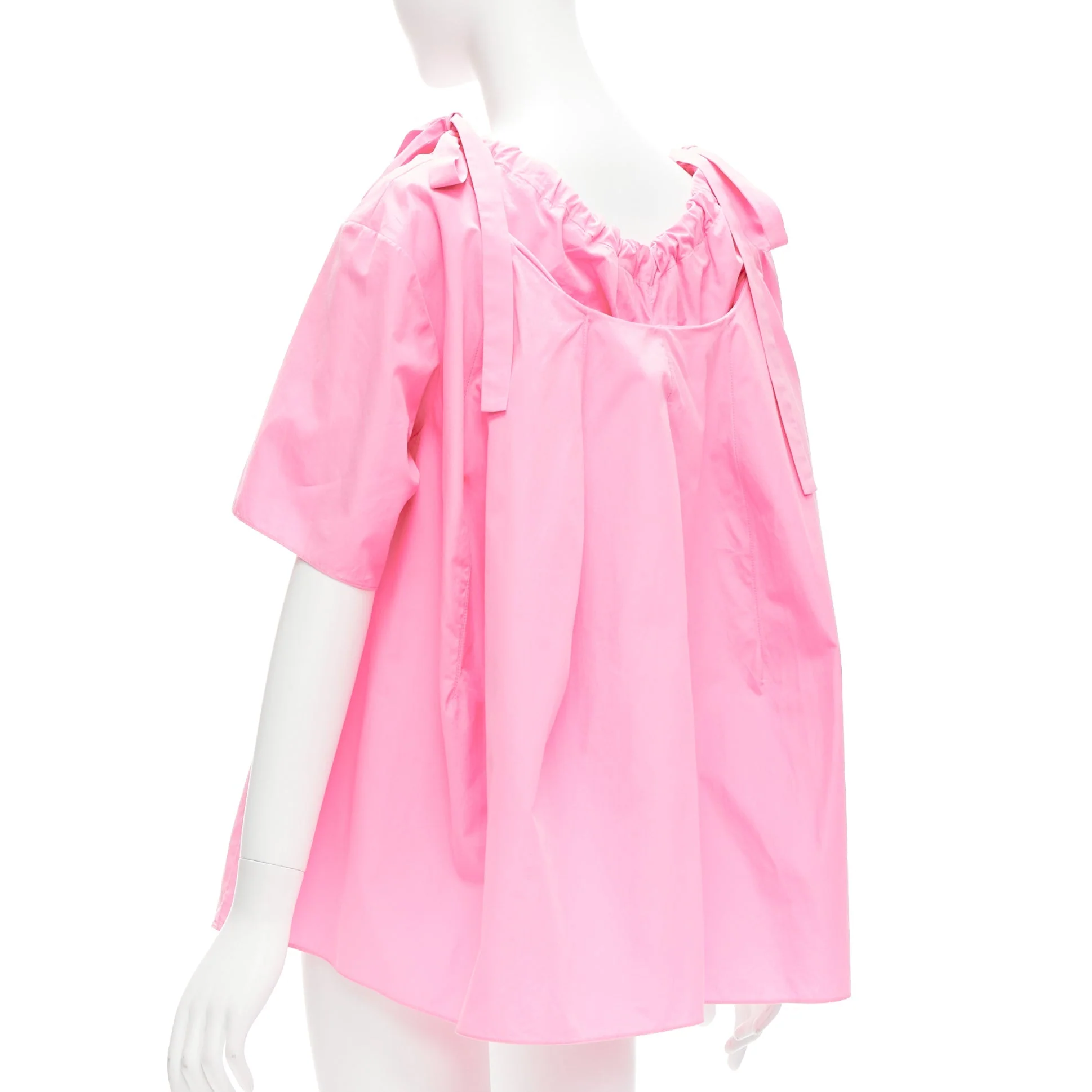 Women's Marni cotton side drawstring collar trapeze top - Image 8