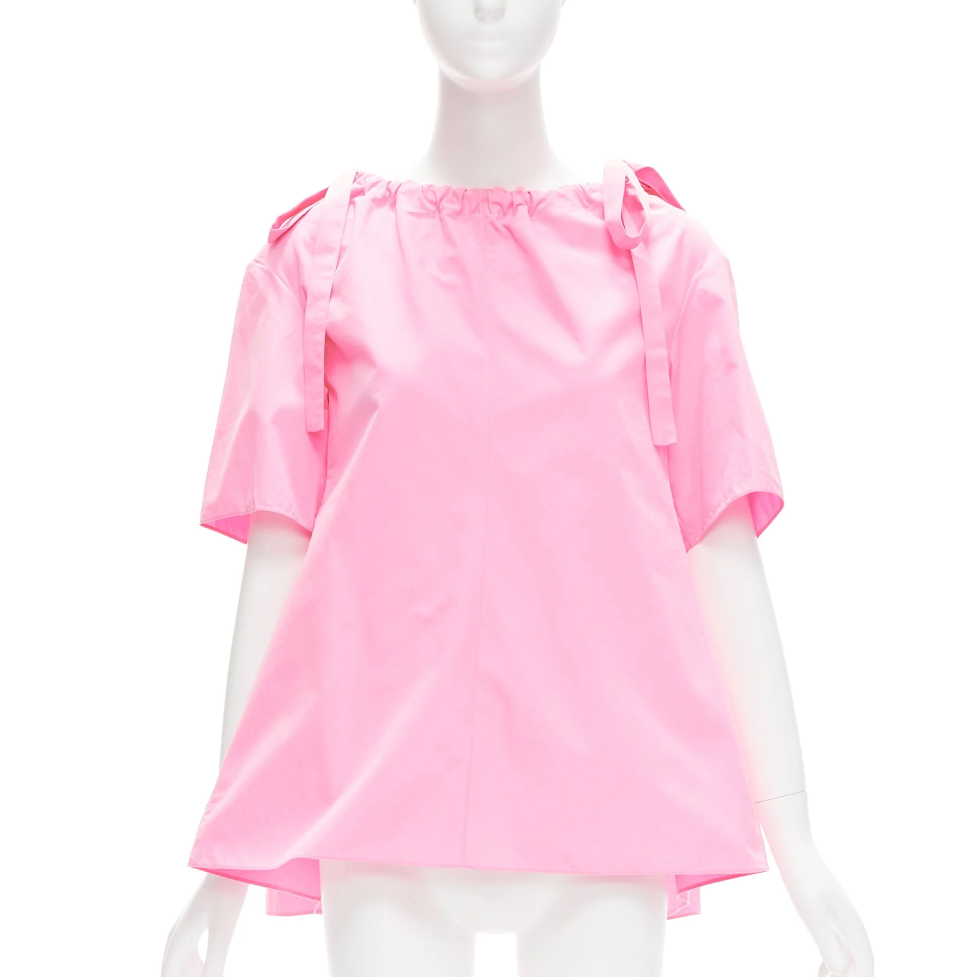 Women's Marni cotton side drawstring collar trapeze top - Image 9