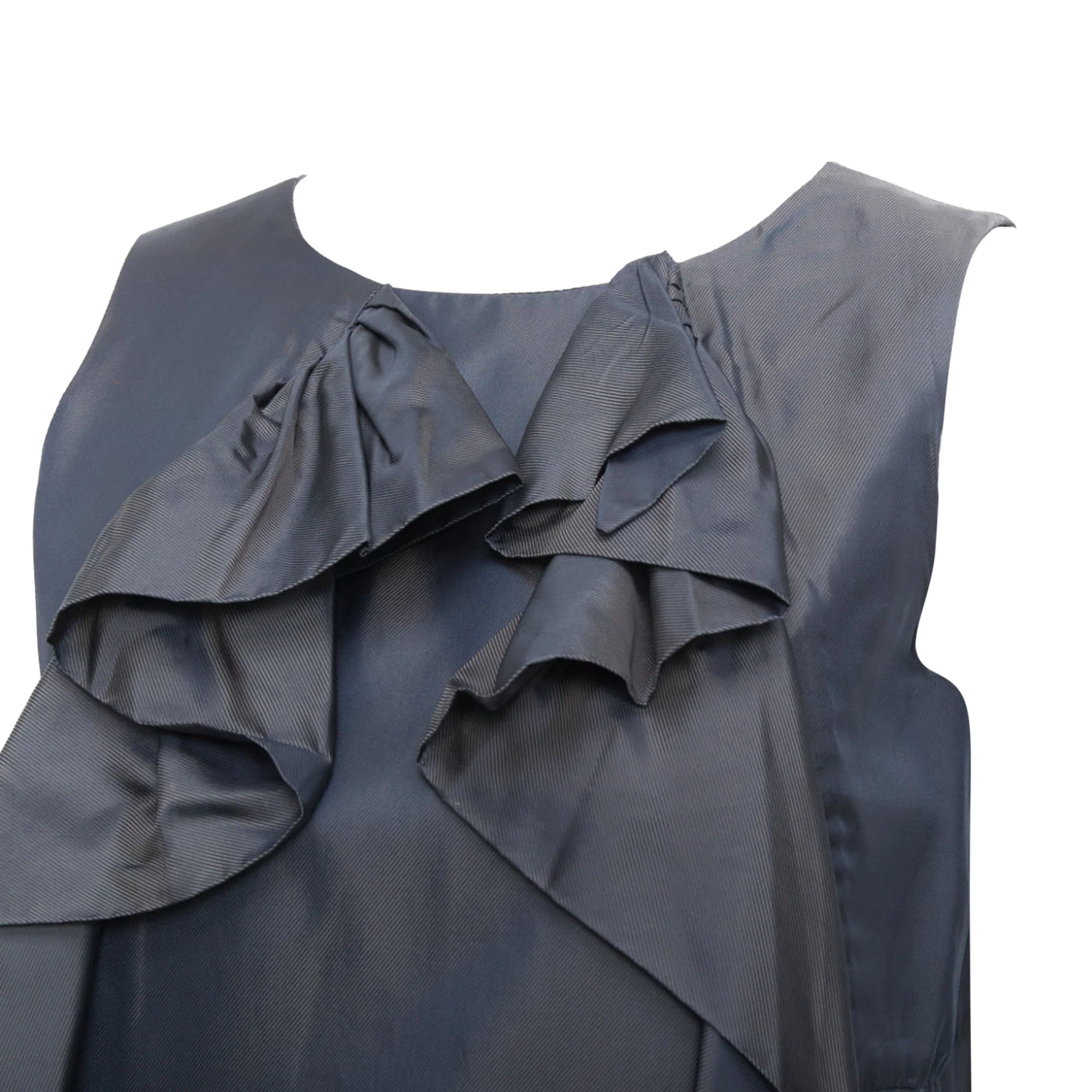Women's Marni cupro twill ruffle crew neck tunic mini dress - Image 2