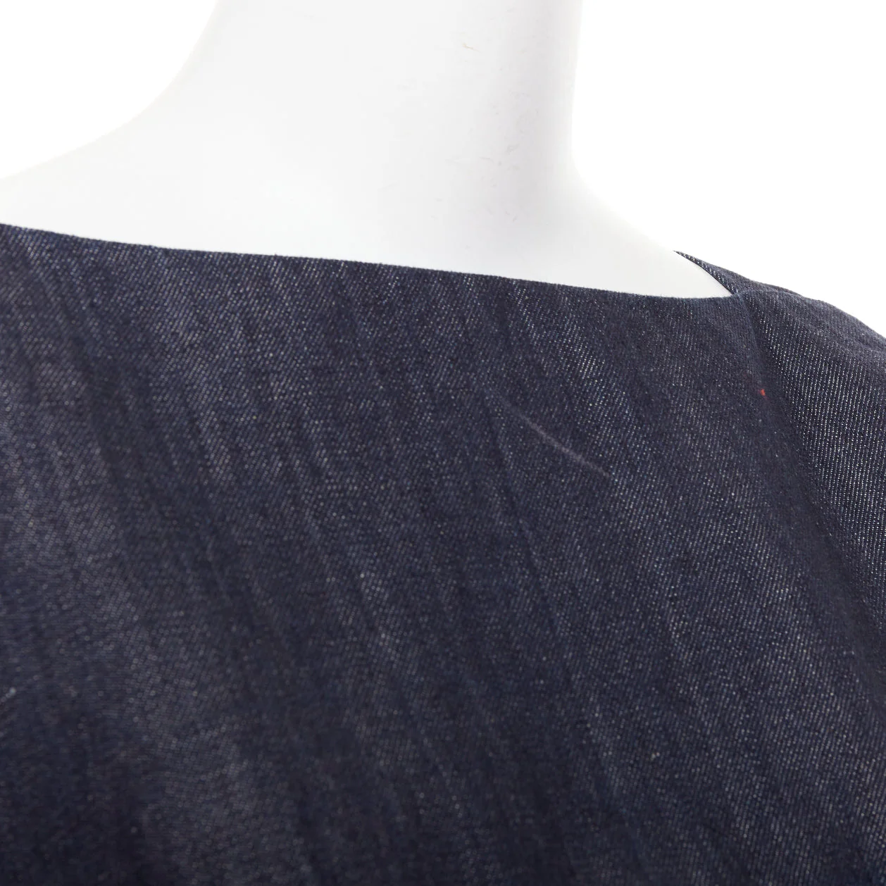 Women's Marni denim cotton linen square bateau neck zipper boxy top - Image 2