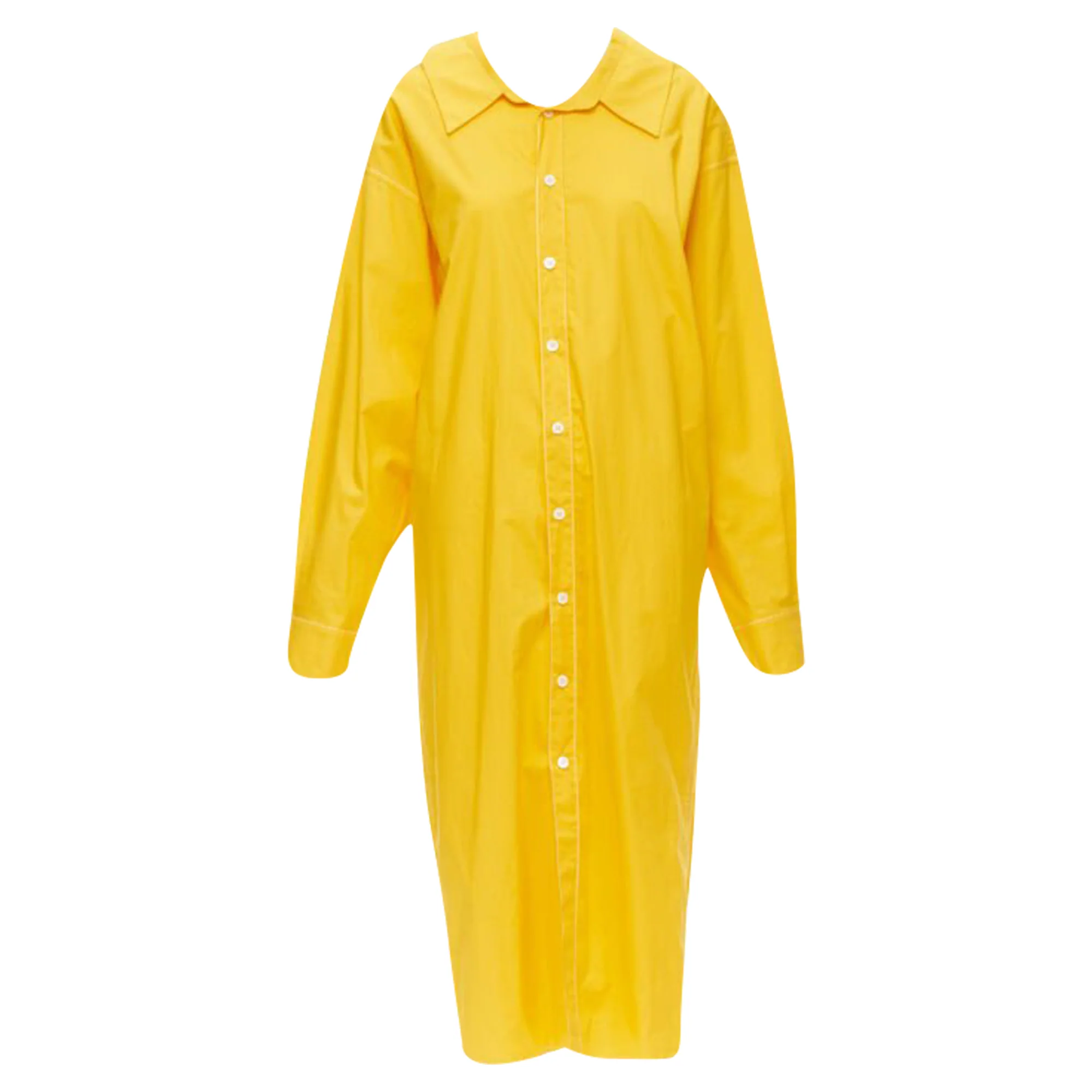 Women's Marni egg yolk cotton spread collar knitee length shirt dress