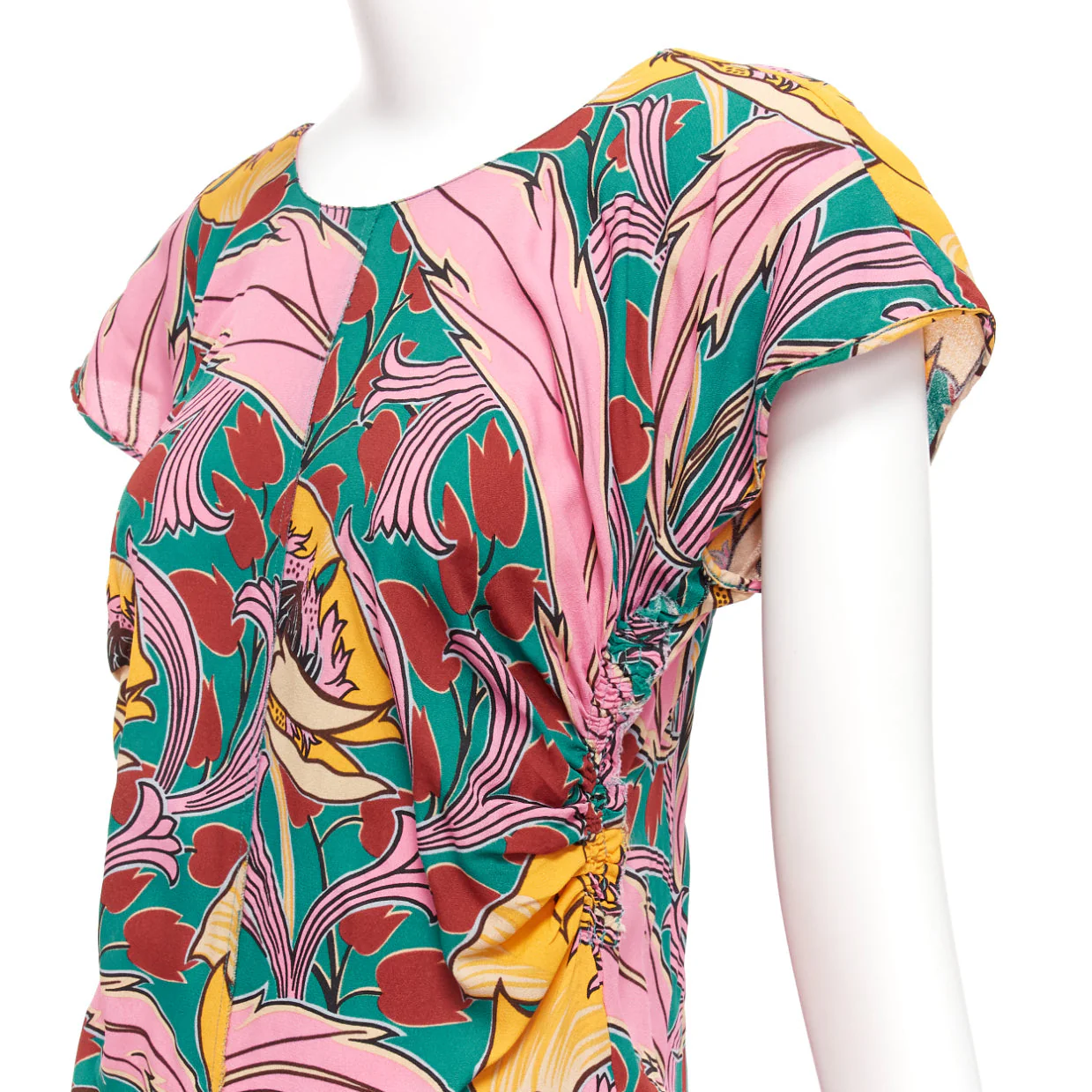 Women's Marni floral print red side cap sleeve top - Image 8