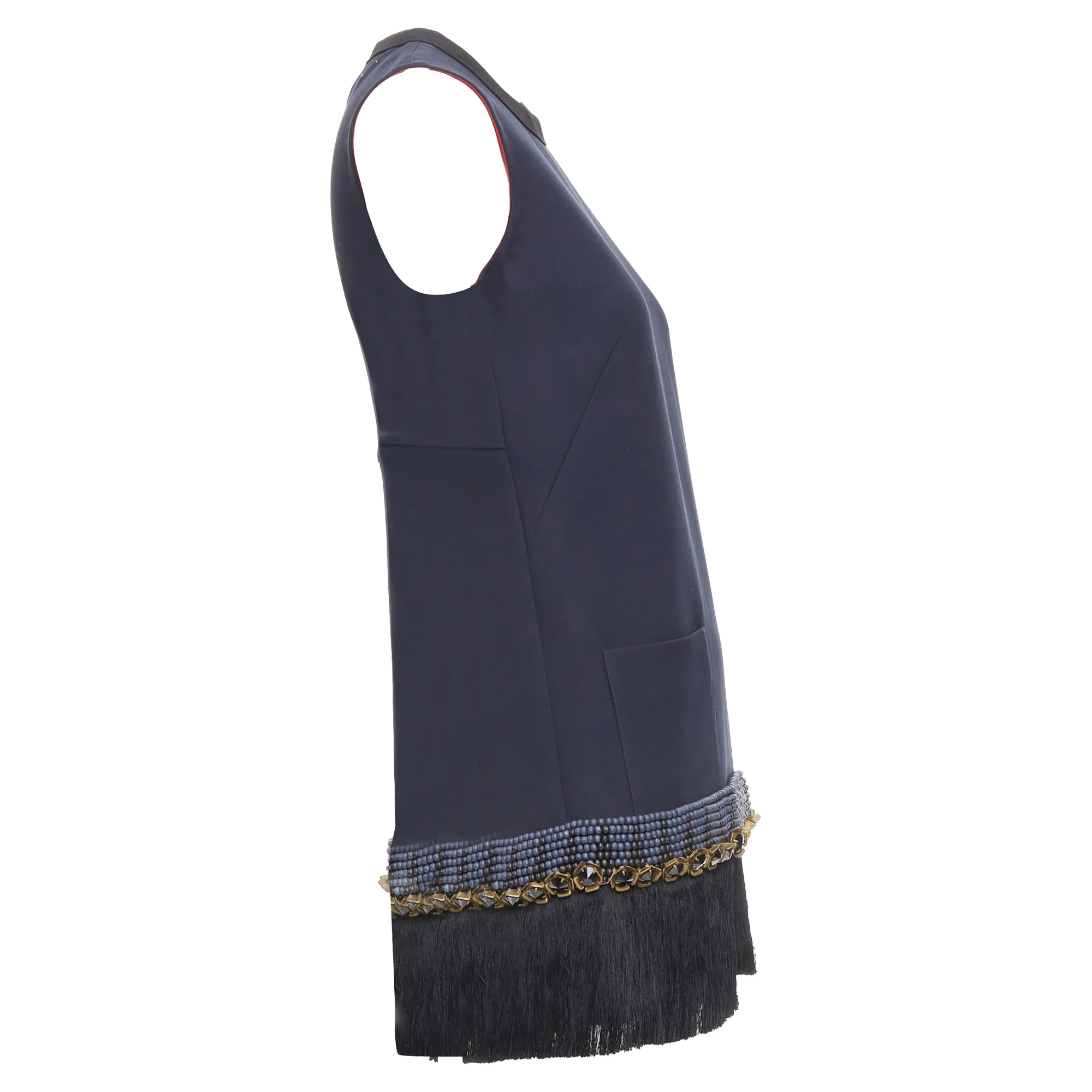 Women's Marni fringe bead embellished hem tunic dress - Image 4