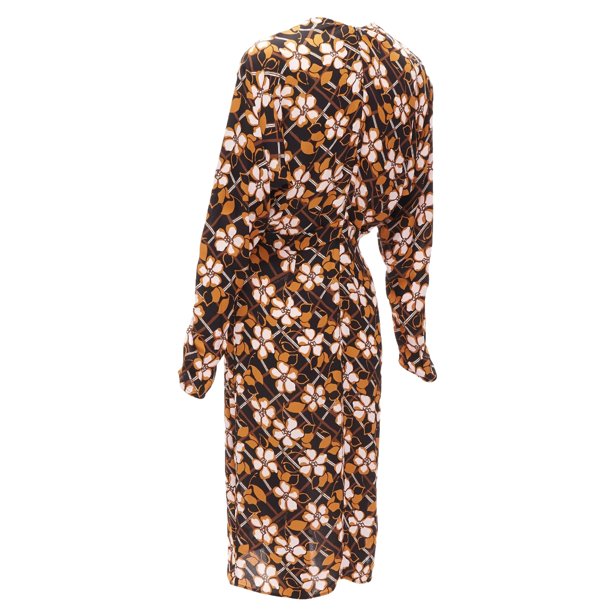 Women's Marni geometric flower print panelled sleeves V neck dress - Image 6