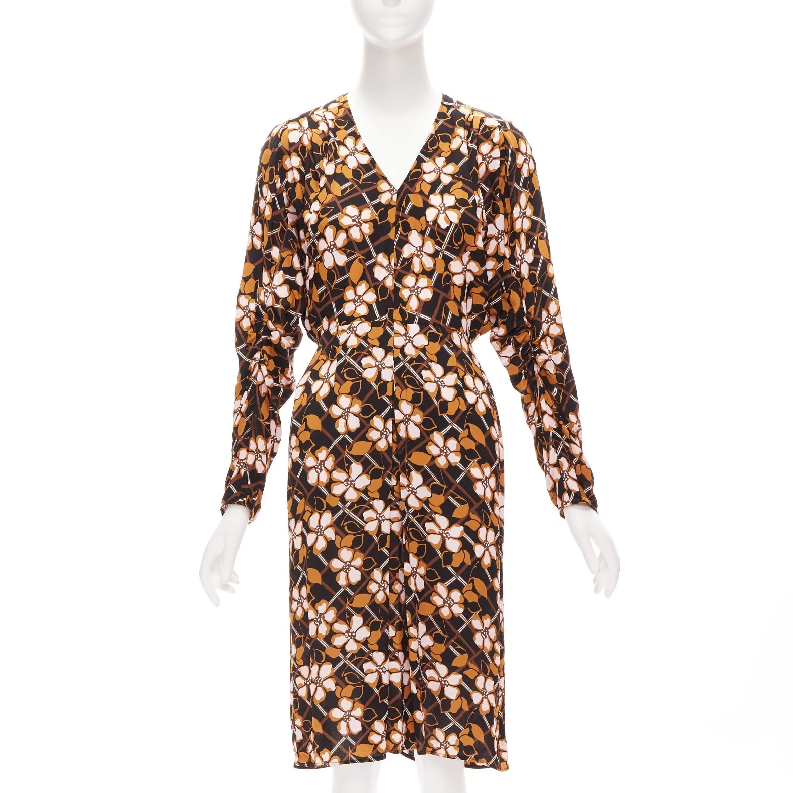 Women's Marni geometric flower print panelled sleeves V neck dress - Image 7