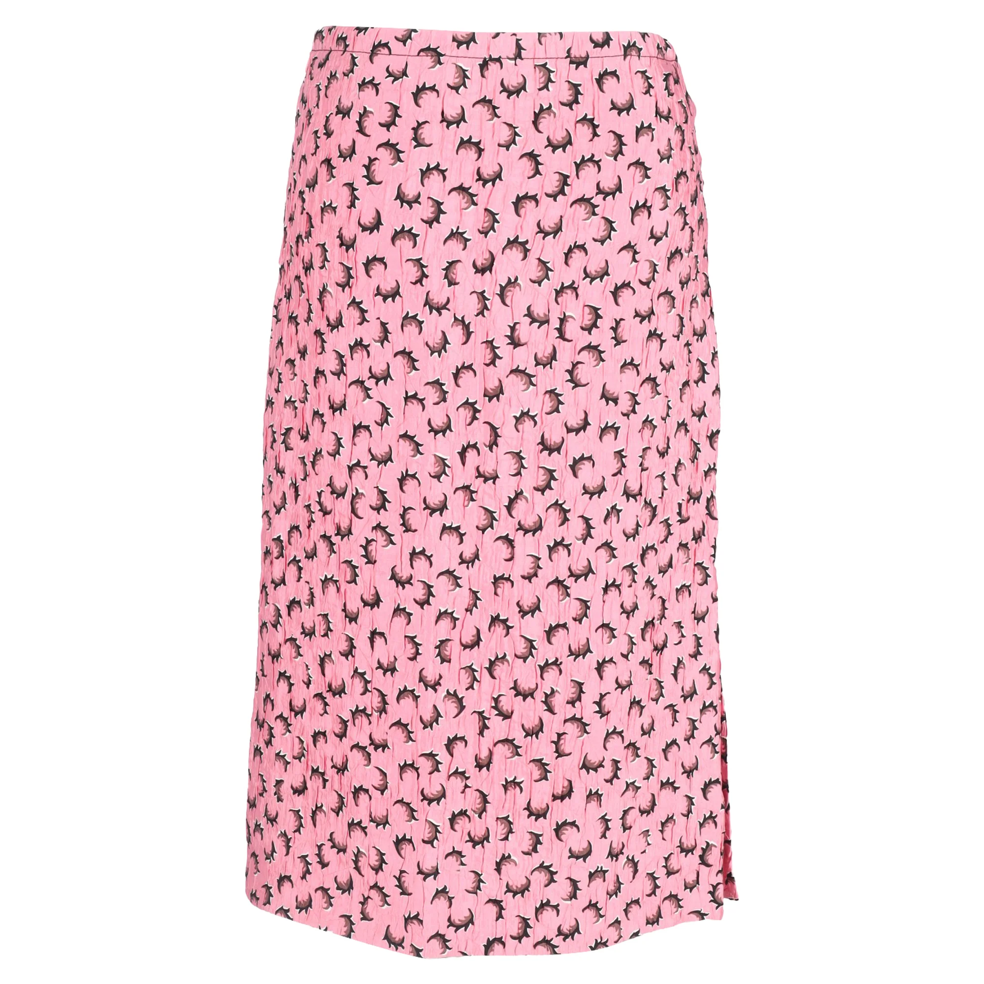 Women's Marni Printed Crumpled Midi Gartered Skirt with Slit in Pink Polyester - Image 3
