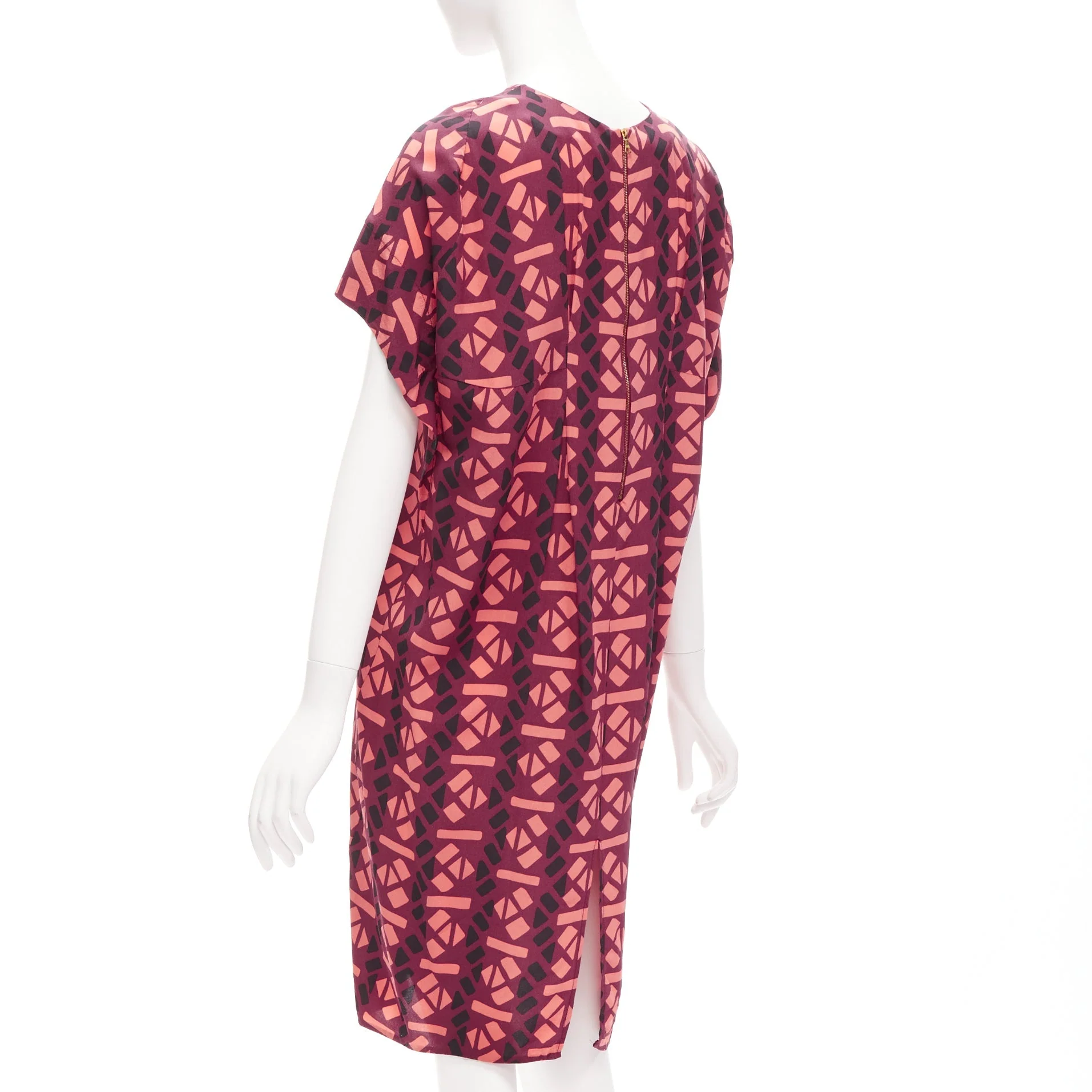Women's Marni silk geometric print cap sleeves dress - Image 8