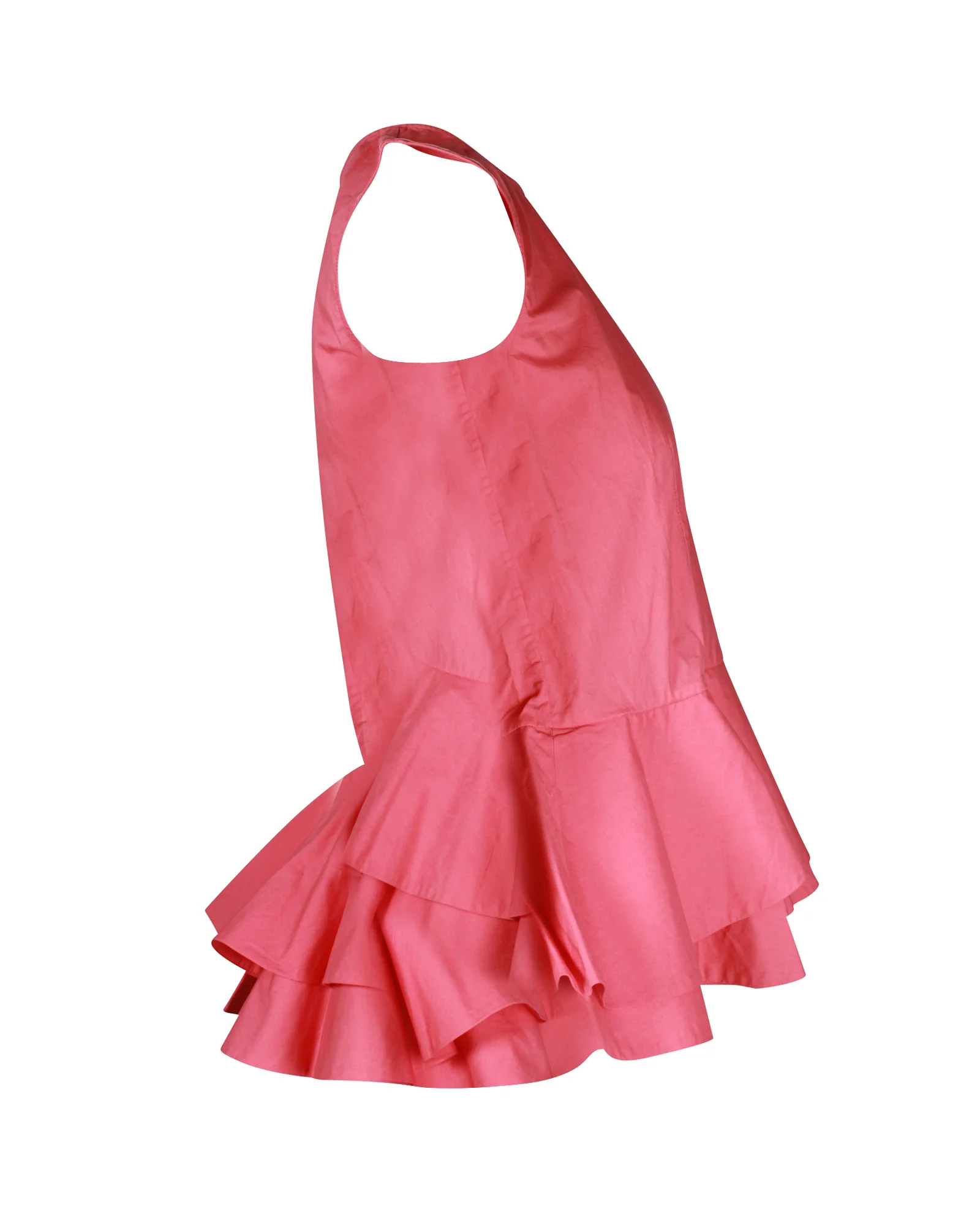Women's Marni Sleeveless Asymmetric Peplum Top in Pink Cotton - Image 2