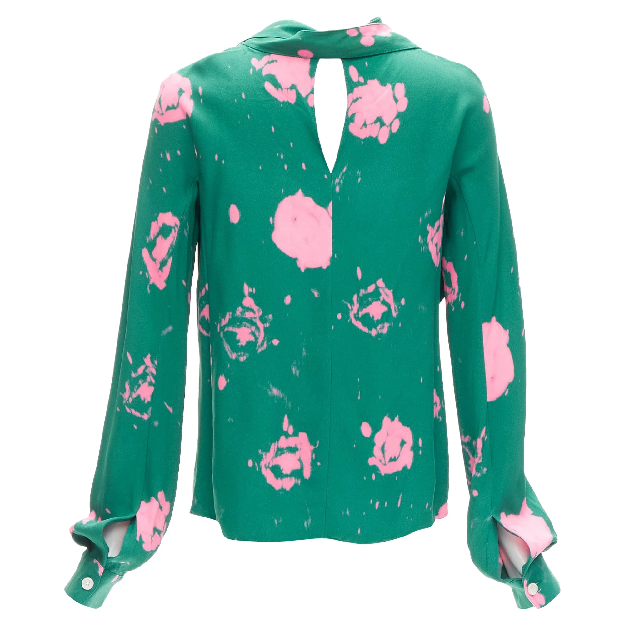 Women's Marni splatter tie dye print tie neck long sleeve blouse - Image 5