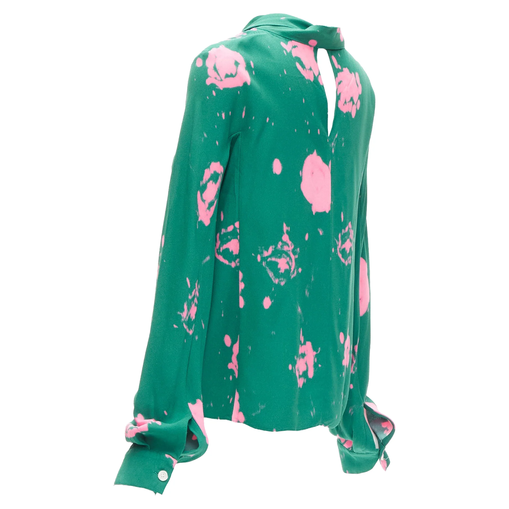 Women's Marni splatter tie dye print tie neck long sleeve blouse - Image 6