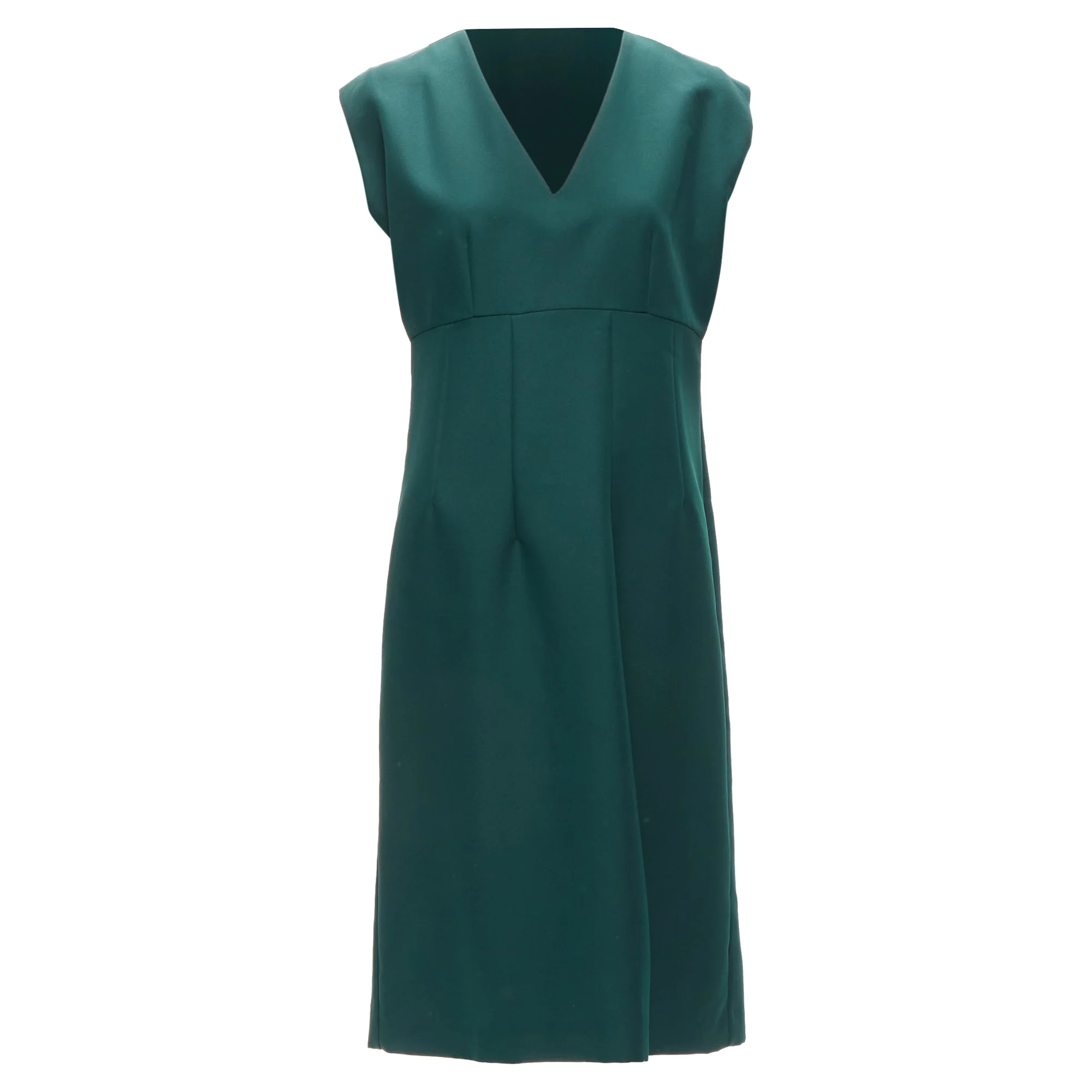 Women's Marni twill V neck dart pleat waist sleeveless boxy dress