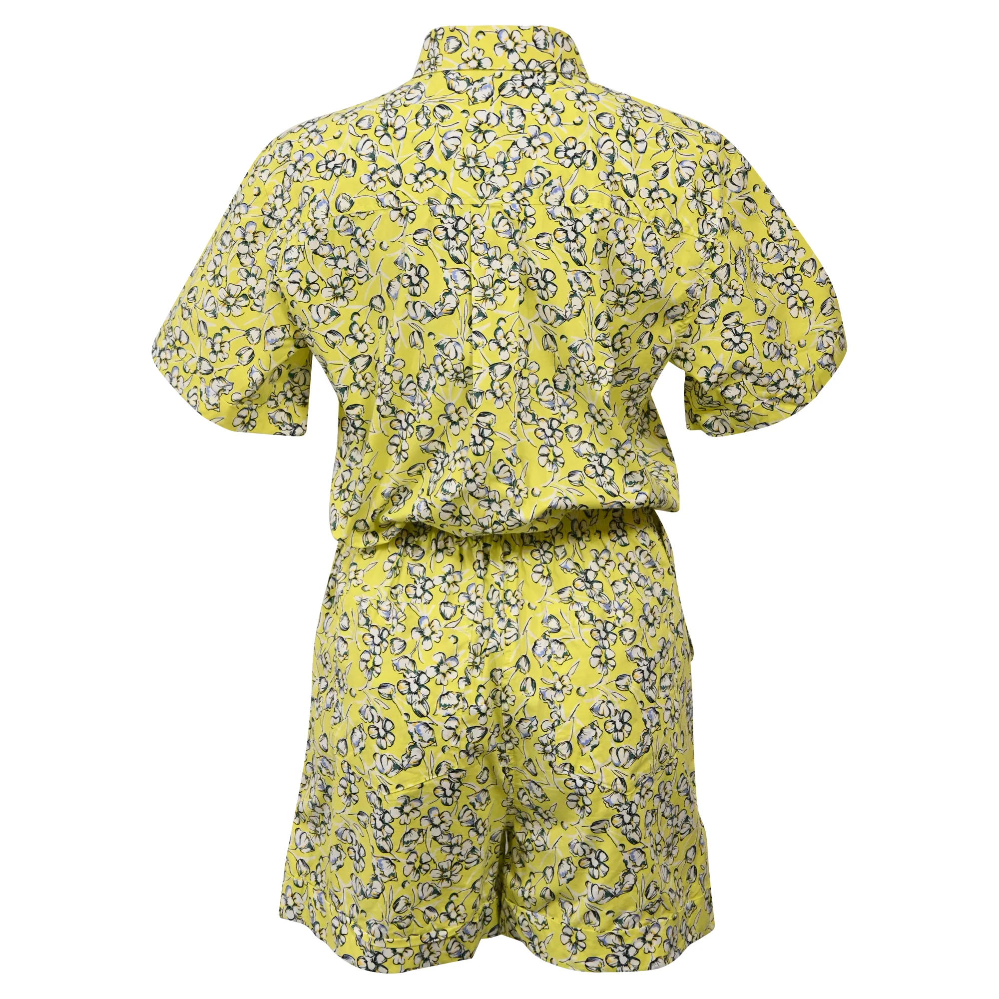 Women's Max & Co Floral Printed Shirt and Shorts Set in Yellow Cotton - Image 3