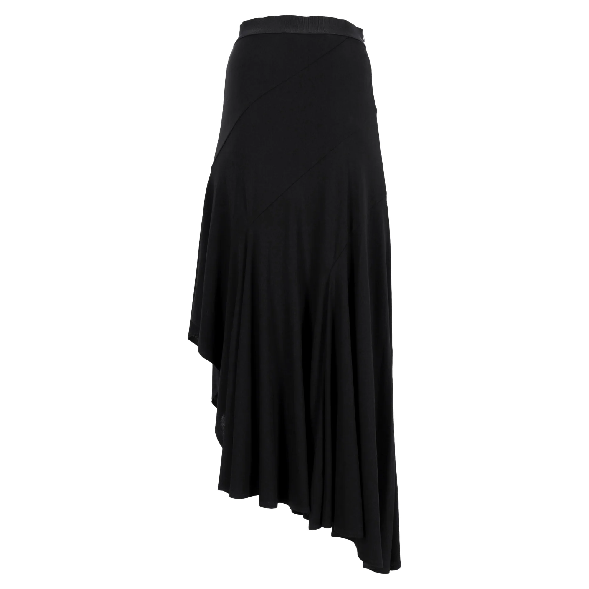 Women's Max Mara Asymmetric Midi Skirt in Black Viscose - Image 2
