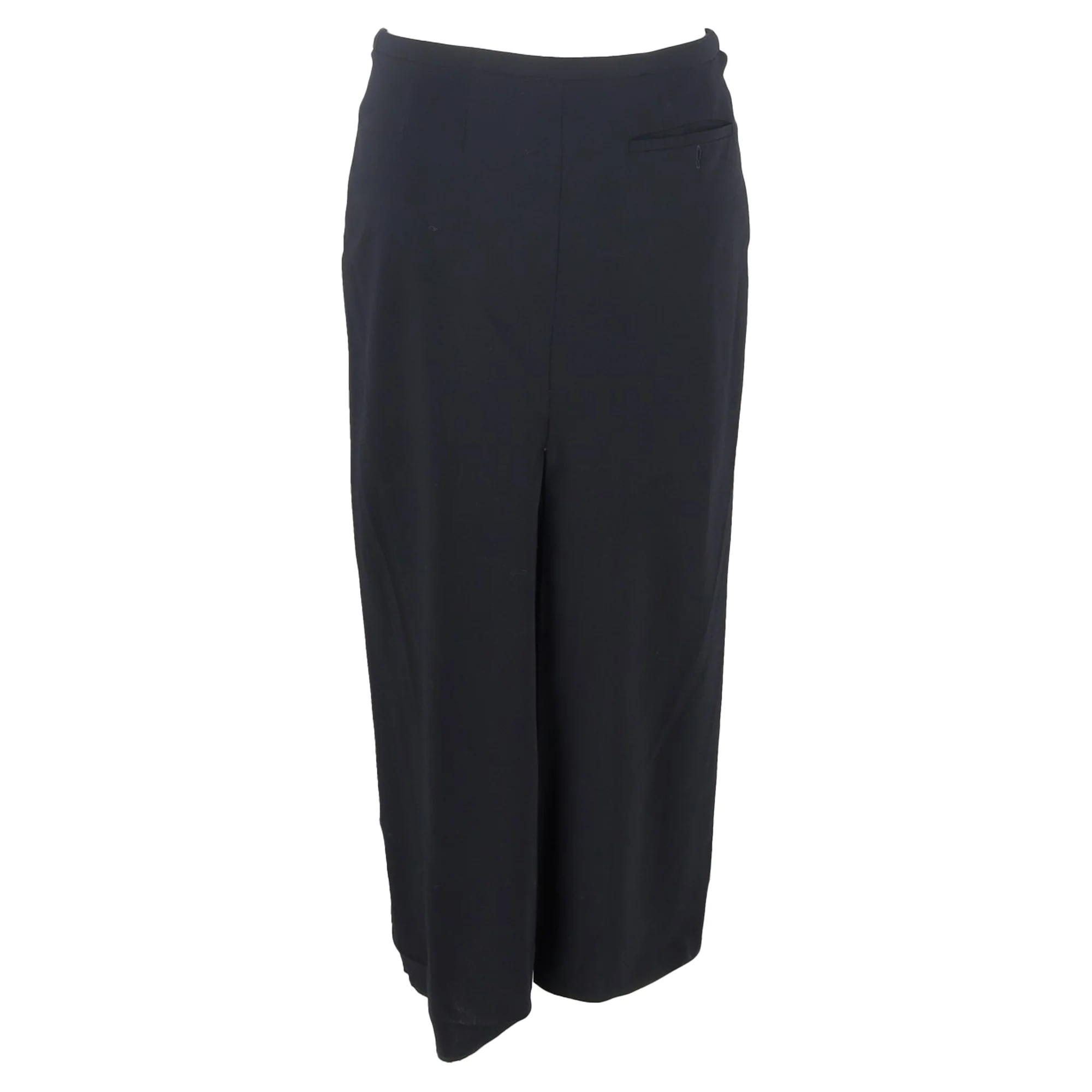 Women's Max Mara Back Slit Midi Straight Skirt in Black Wool - Image 3