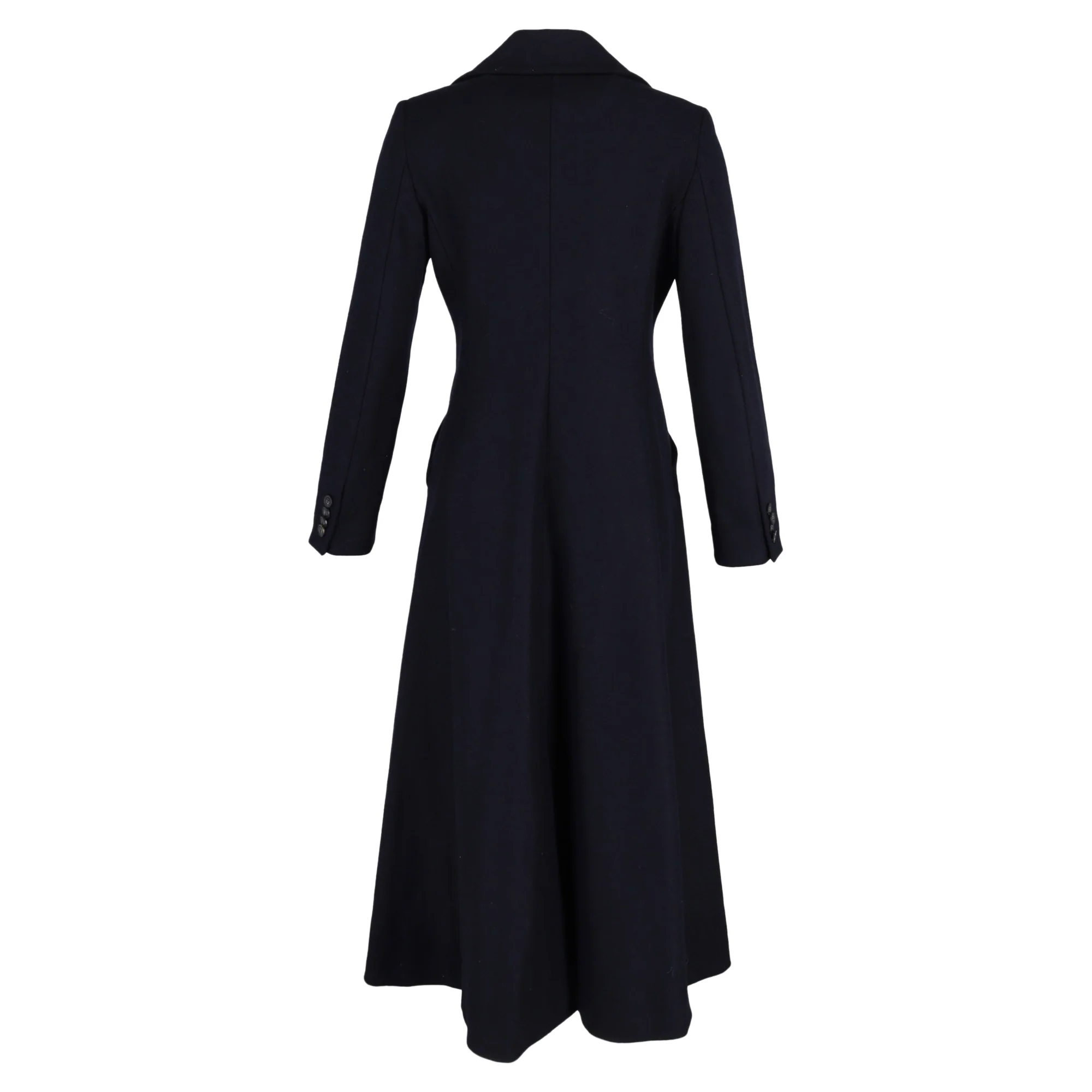 Women's Max Mara Double-Breasted Flare Coat in Navy Blue Wool - Image 3
