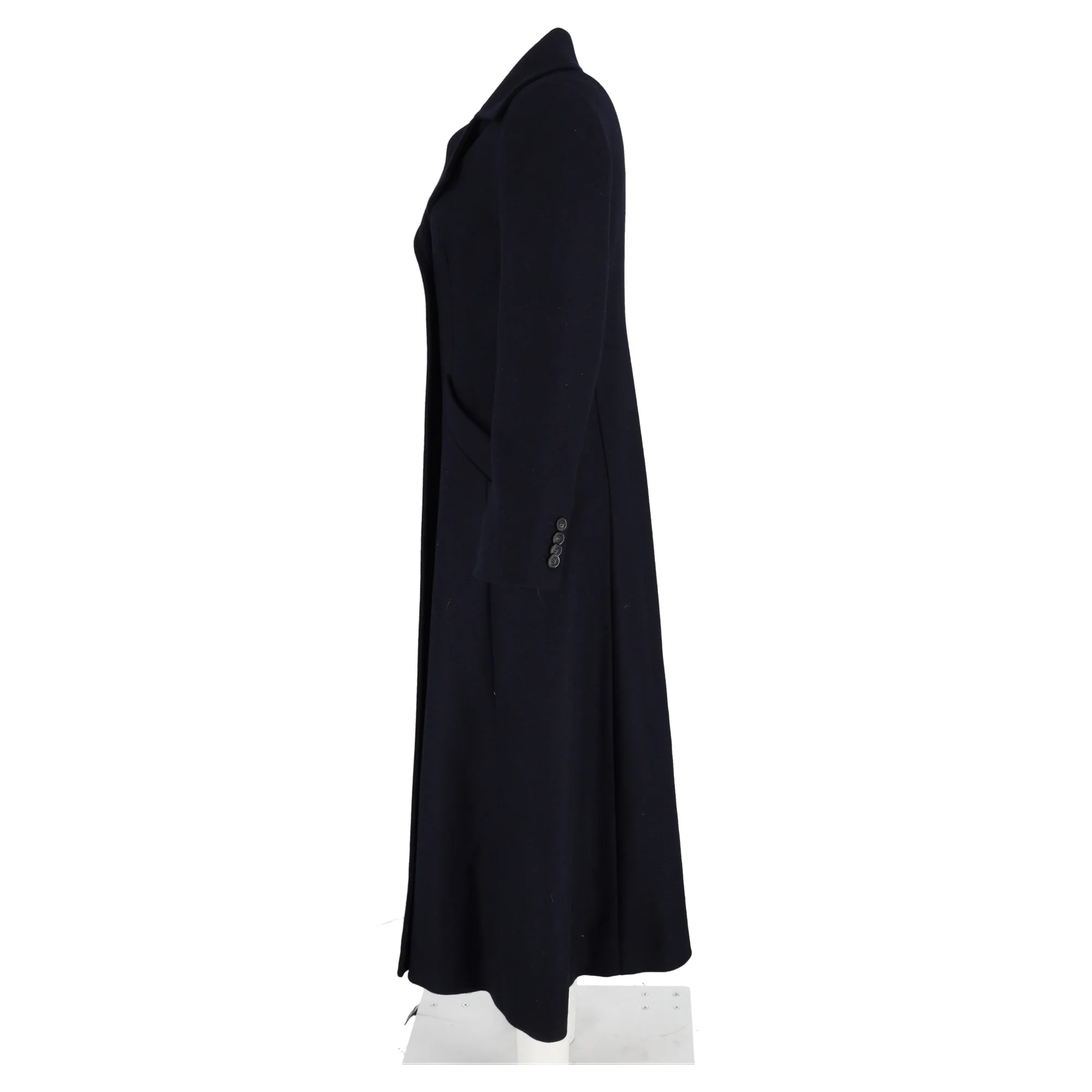 Women's Max Mara Double-Breasted Flare Coat in Navy Blue Wool - Image 5