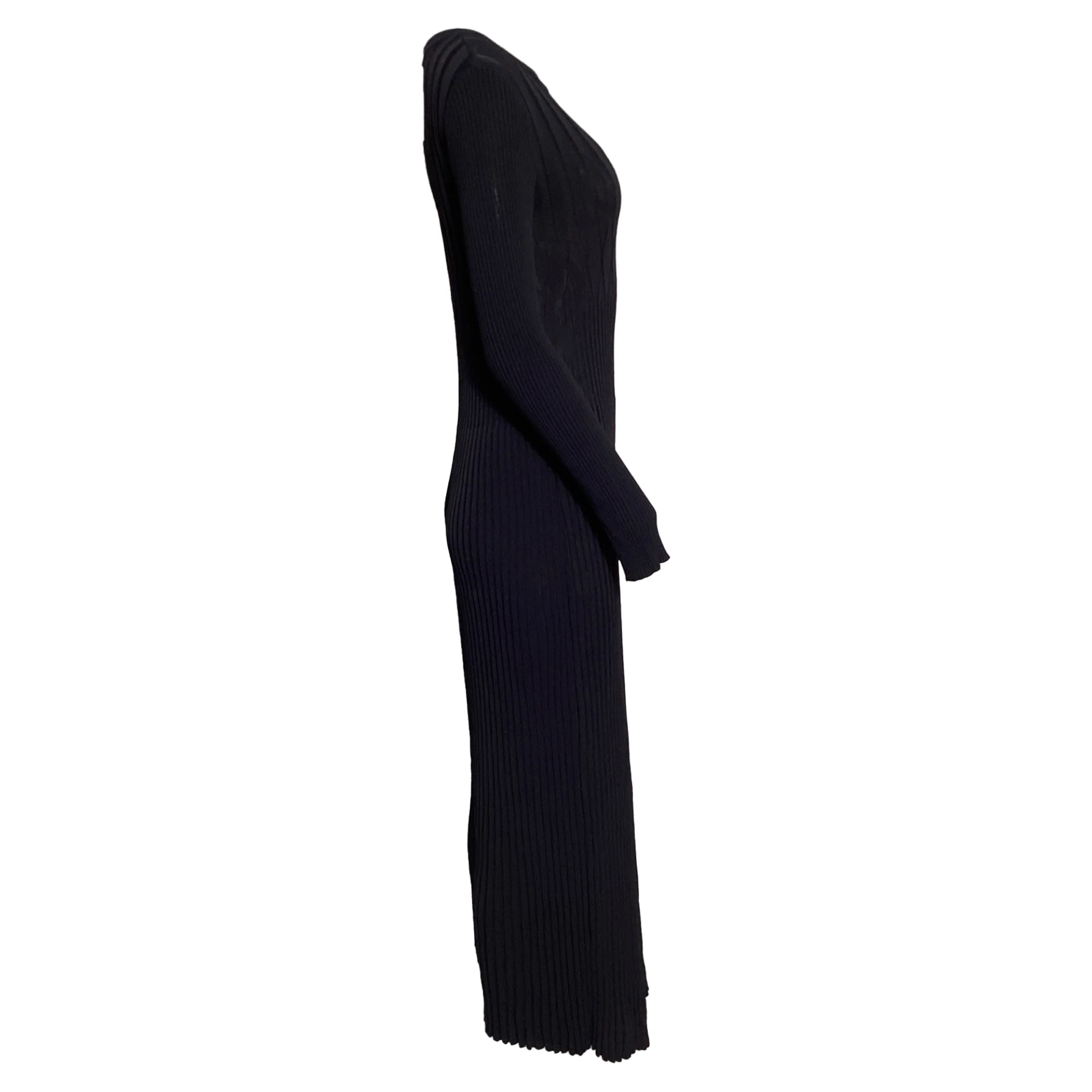 Women's Max Mara Long Knit Dress in Navy Blue Viscose - Image 2