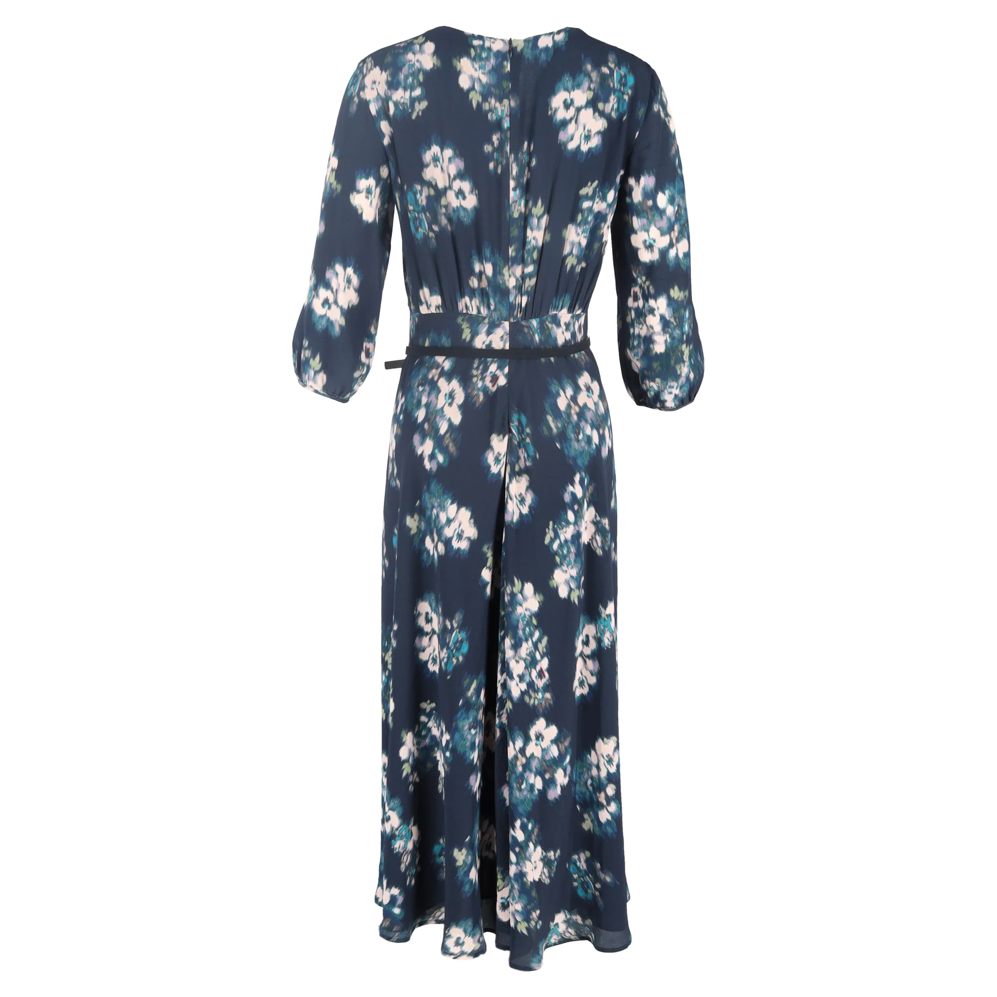 Women's Max Mara Midi Dress with Belt in Floral-Print Silk - Image 3