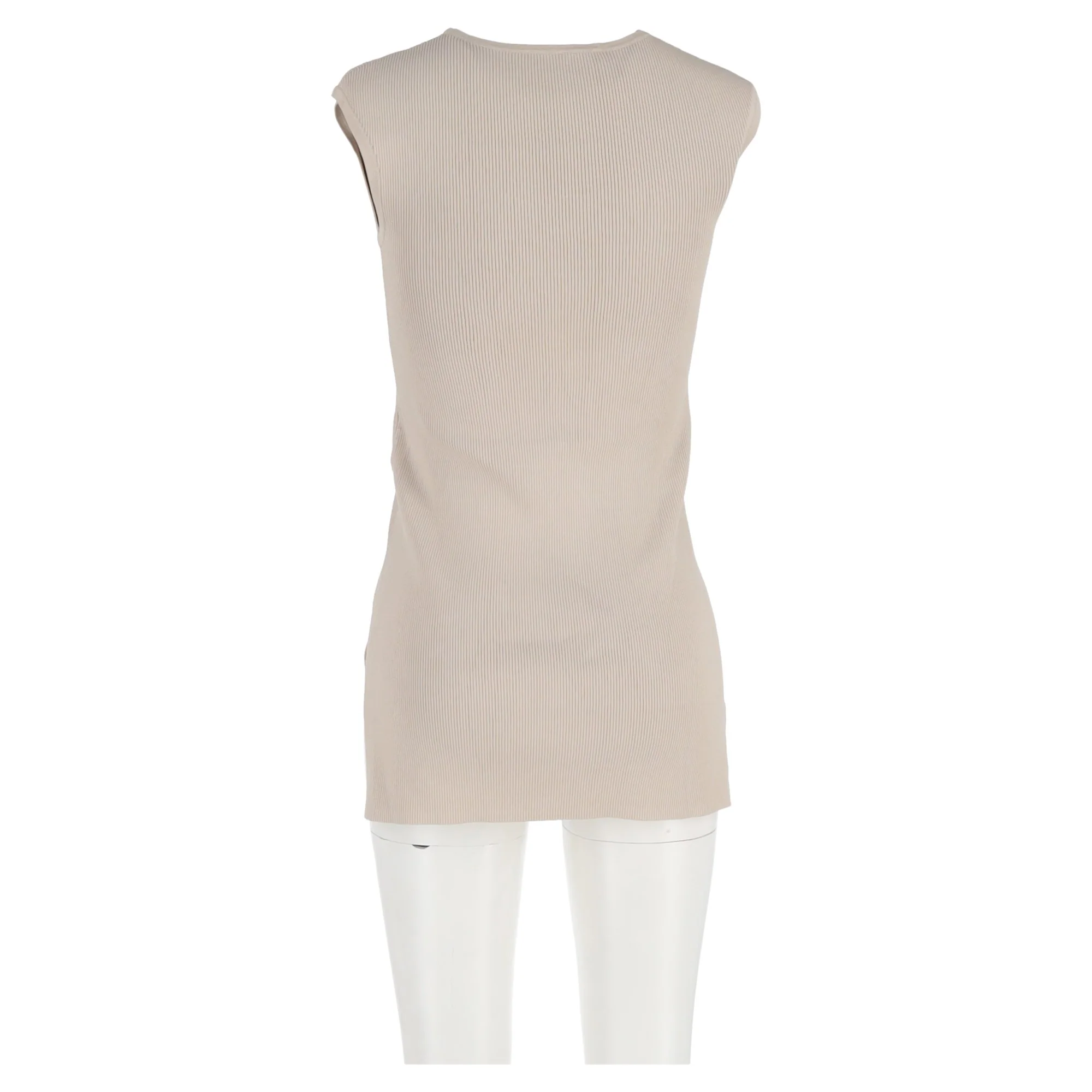 Women's  Max Mara Ribbed Tank Top in Beige Cotton - Image 6