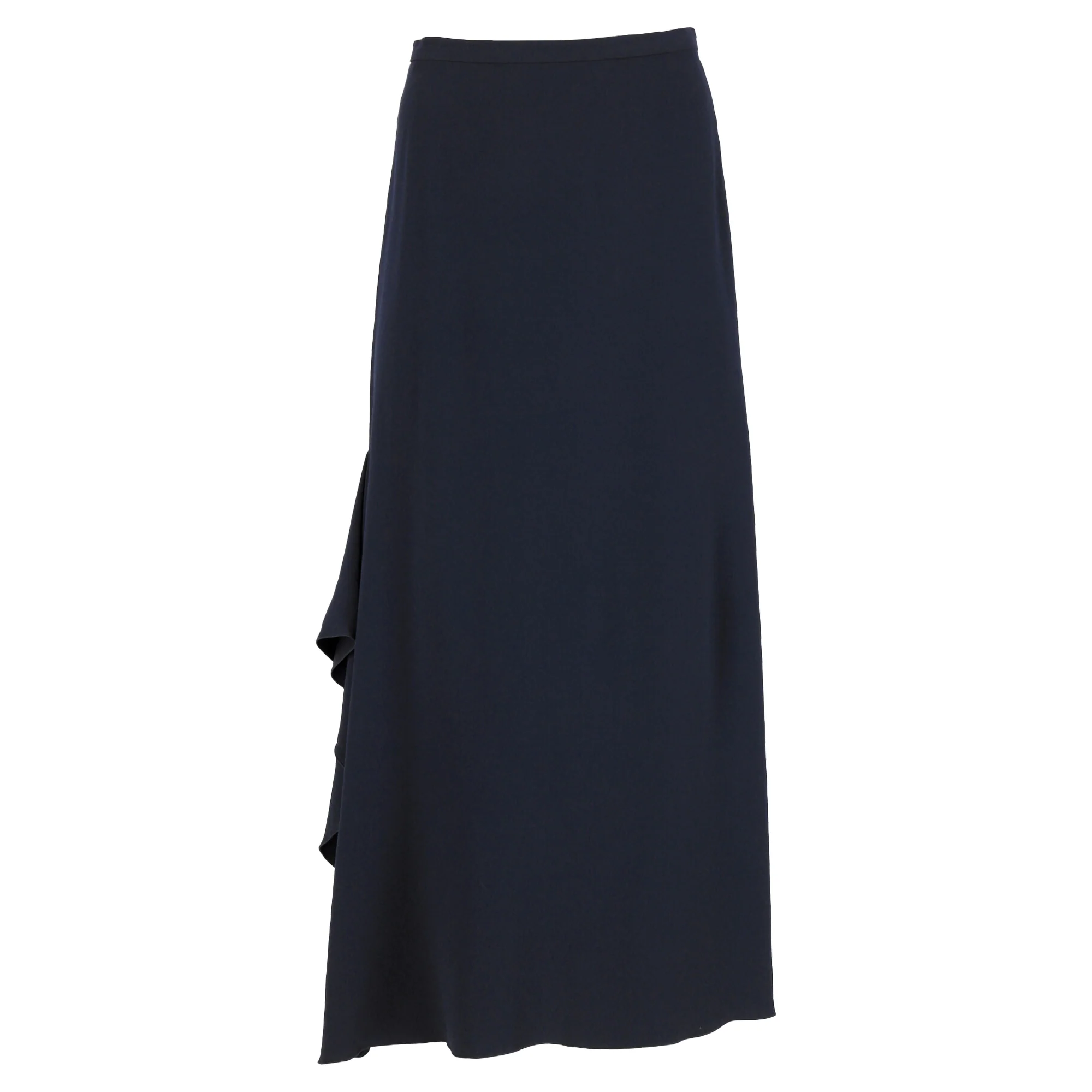 Women's Max Mara Ruffled Maxi Skirt in Navy Blue Wool