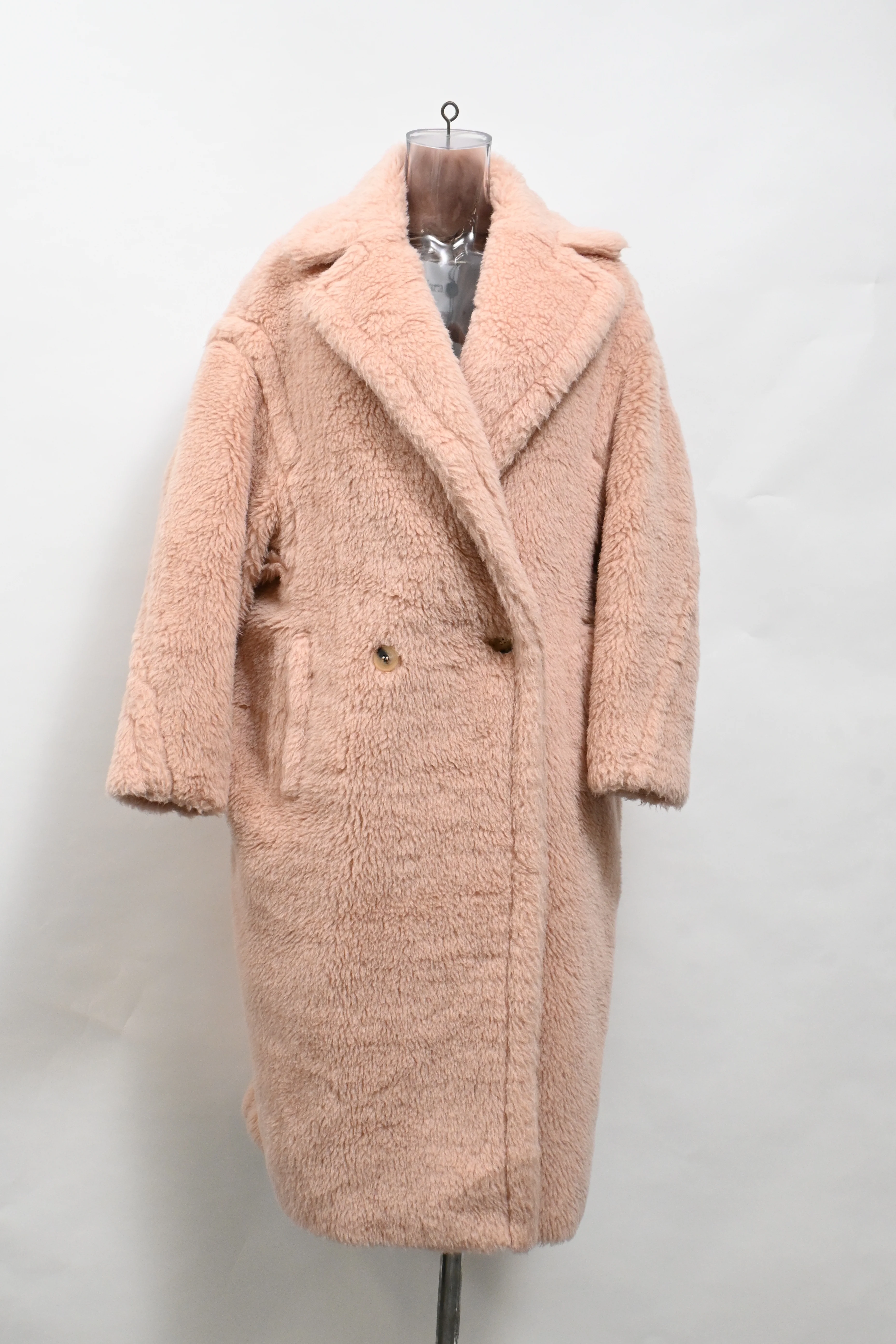 Women's Max Mara Tedgirl Faux Fur Long Coat in Pink Synthetic - Image 6