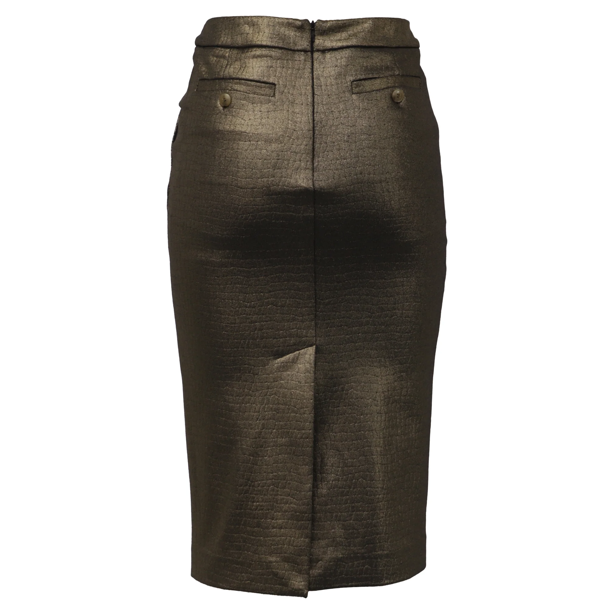 Women's  Max Mara Textured Midi Pencil Skirt in Metallic Gold Polyamide - Image 3