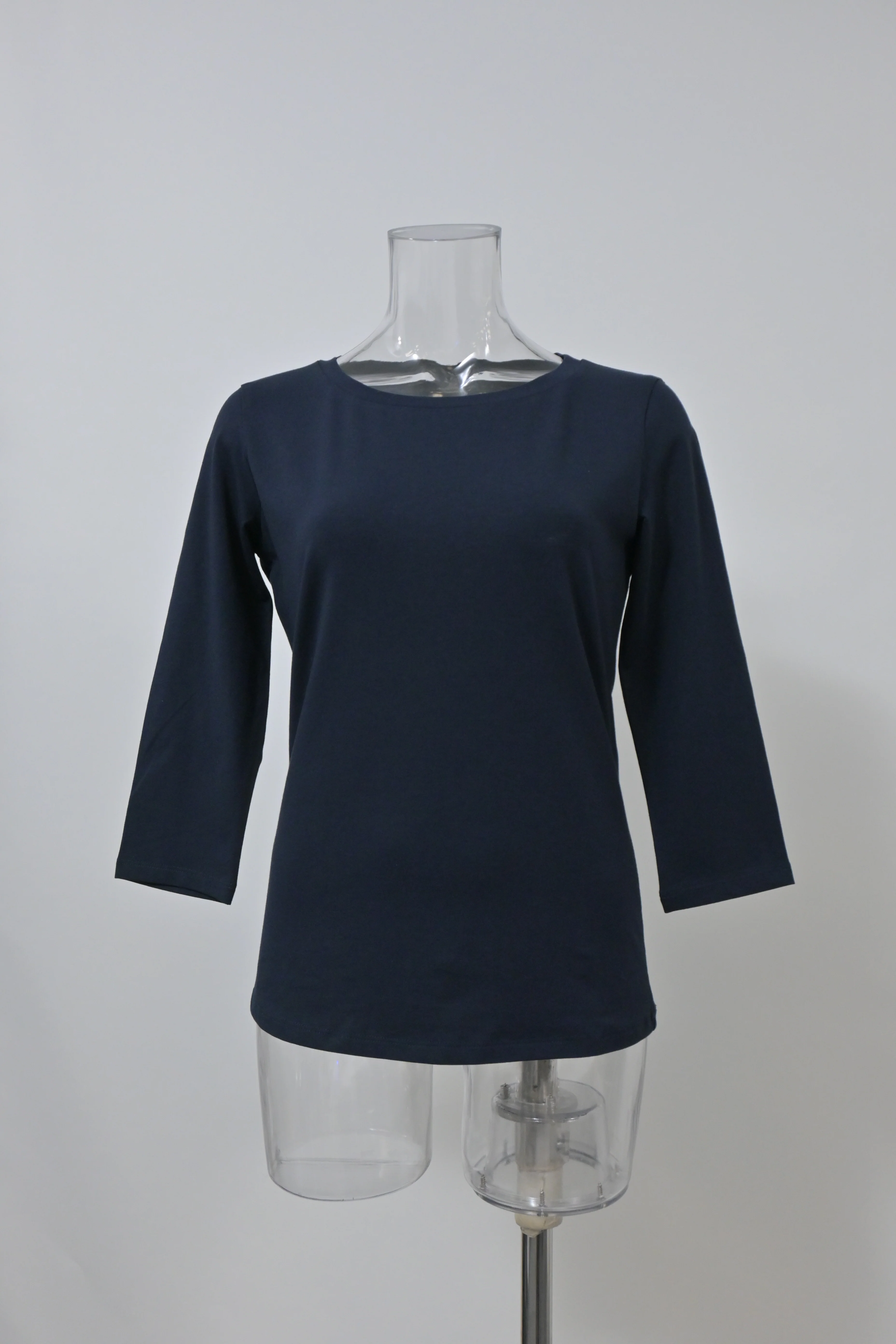 Women's Weekend Max Mara Multia Jersey 3/4 Sleeve Top in Navy Blue Cotton - Image 6