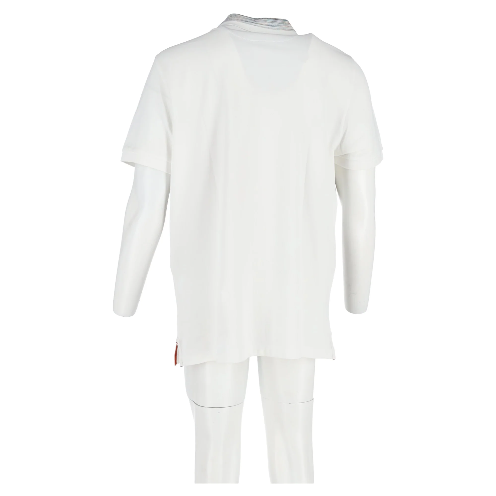 Men's Missoni Chevron Collar Polo Shirt in White Cotton - Image 6