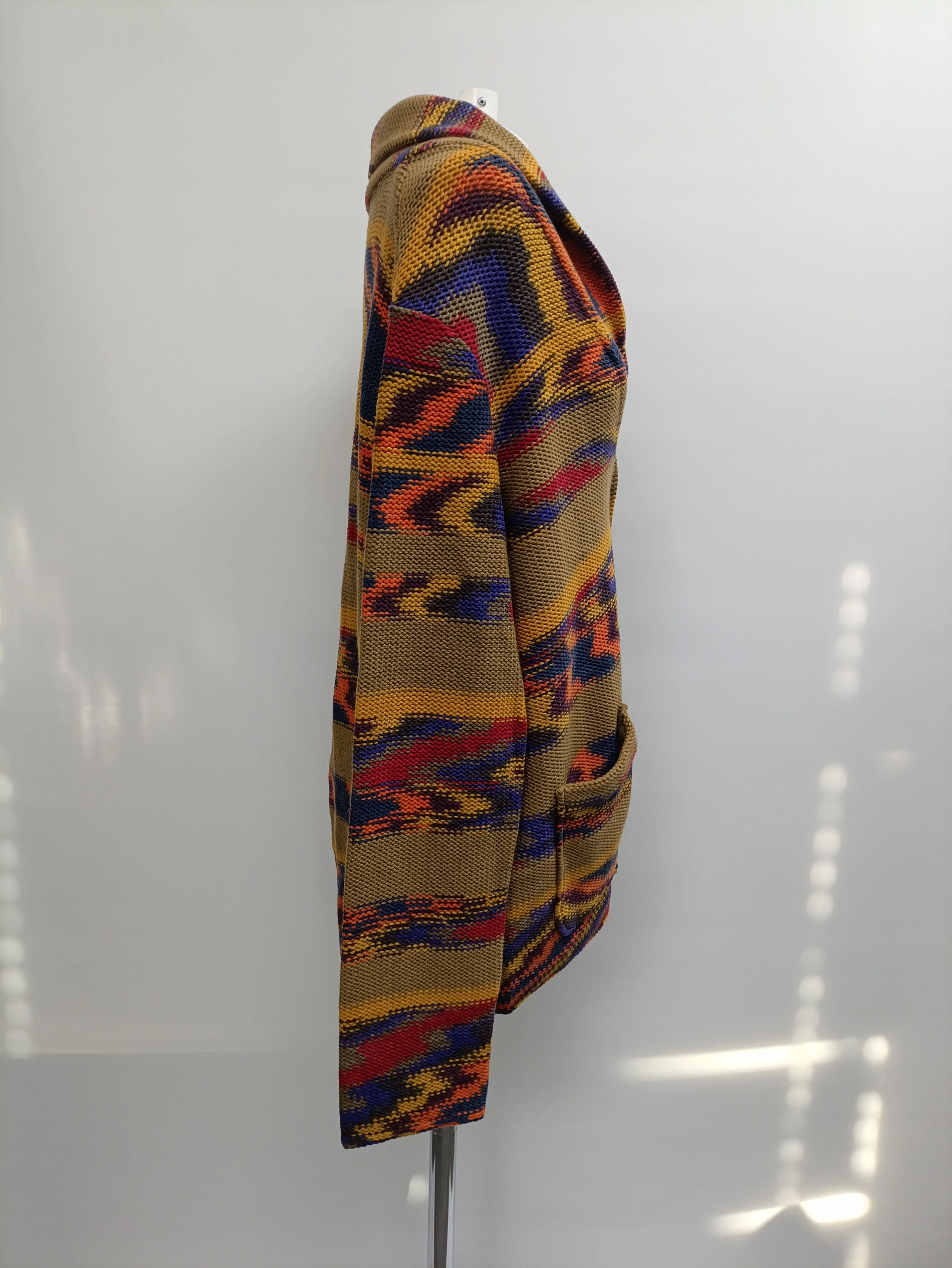Men's Missoni Knitted Buttoned Shawl-Collared Cardigan in Multicolor Cashmere - Image 8