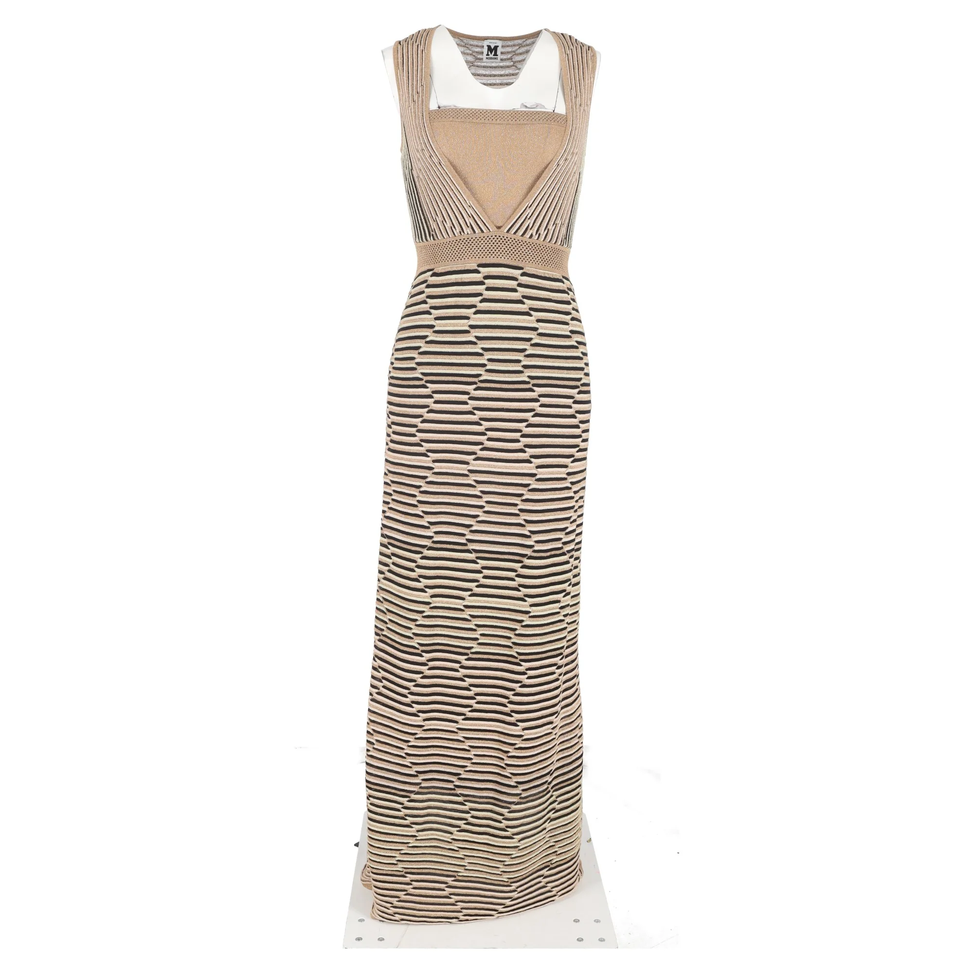 Women's M Missoni Patterned Maxi Dress Gown in Brown Viscose - Image 4