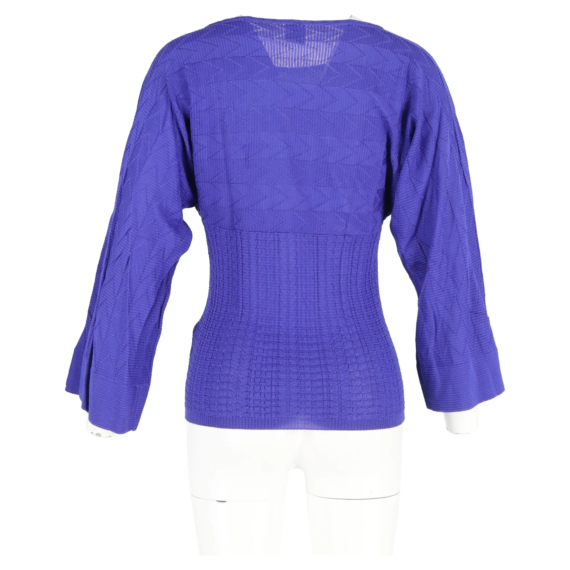 Women's M Missoni Quarter Sleeve Top in Blue Wool - Image 6