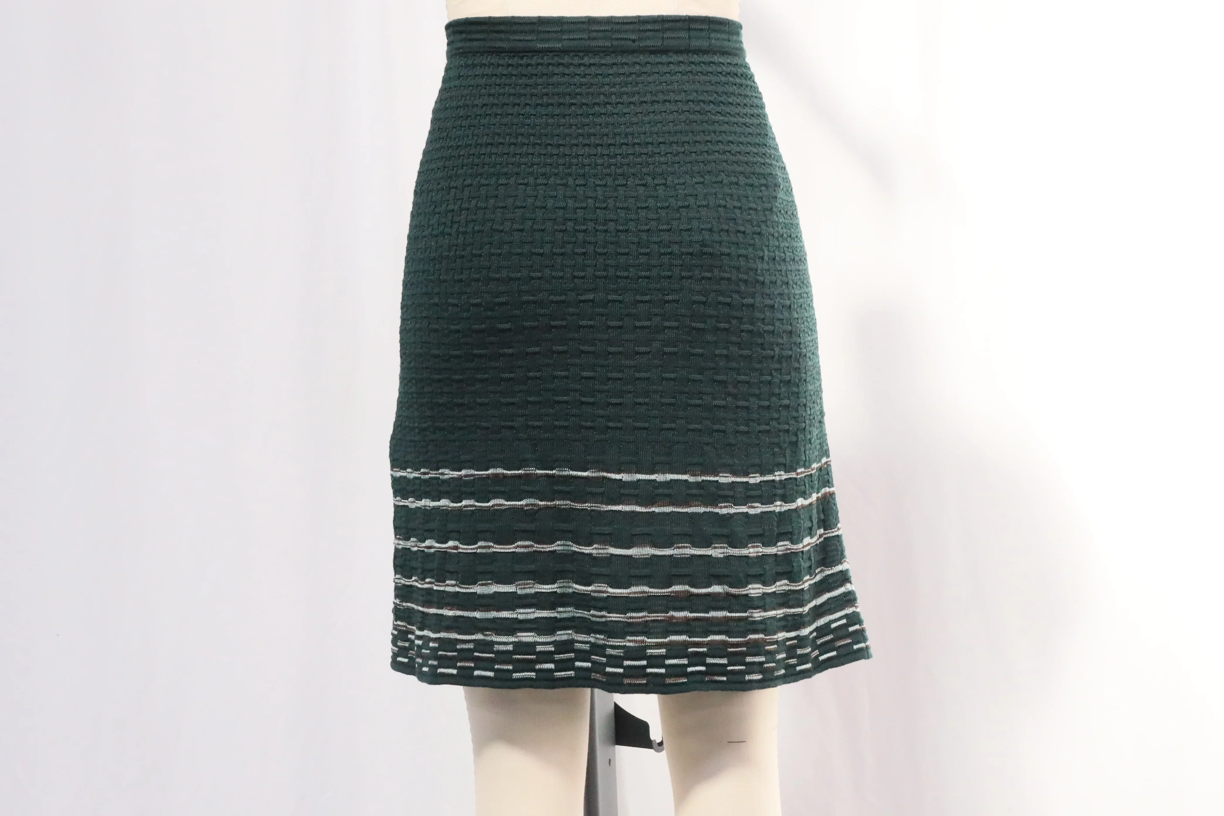 Women's Missoni Knitted Stripe-Accent Mini Skirt in Olive Viscose - Image 8