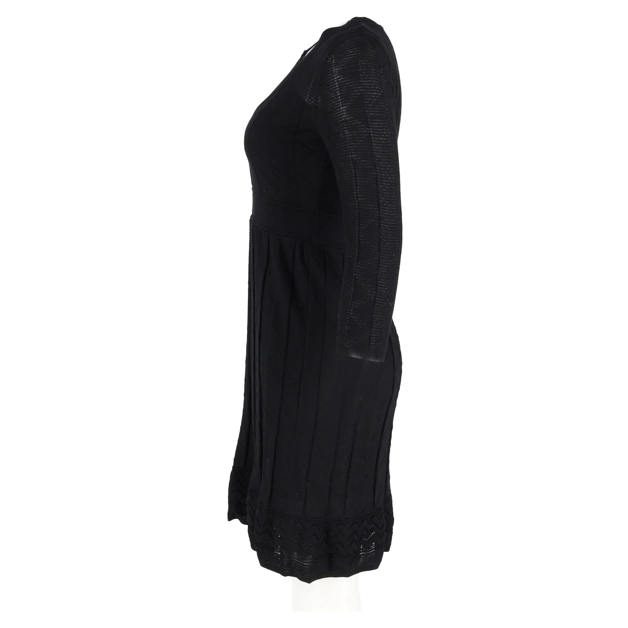 Women's Missoni Knitted V-Neck Mini Dress in Black Viscose - Image 2