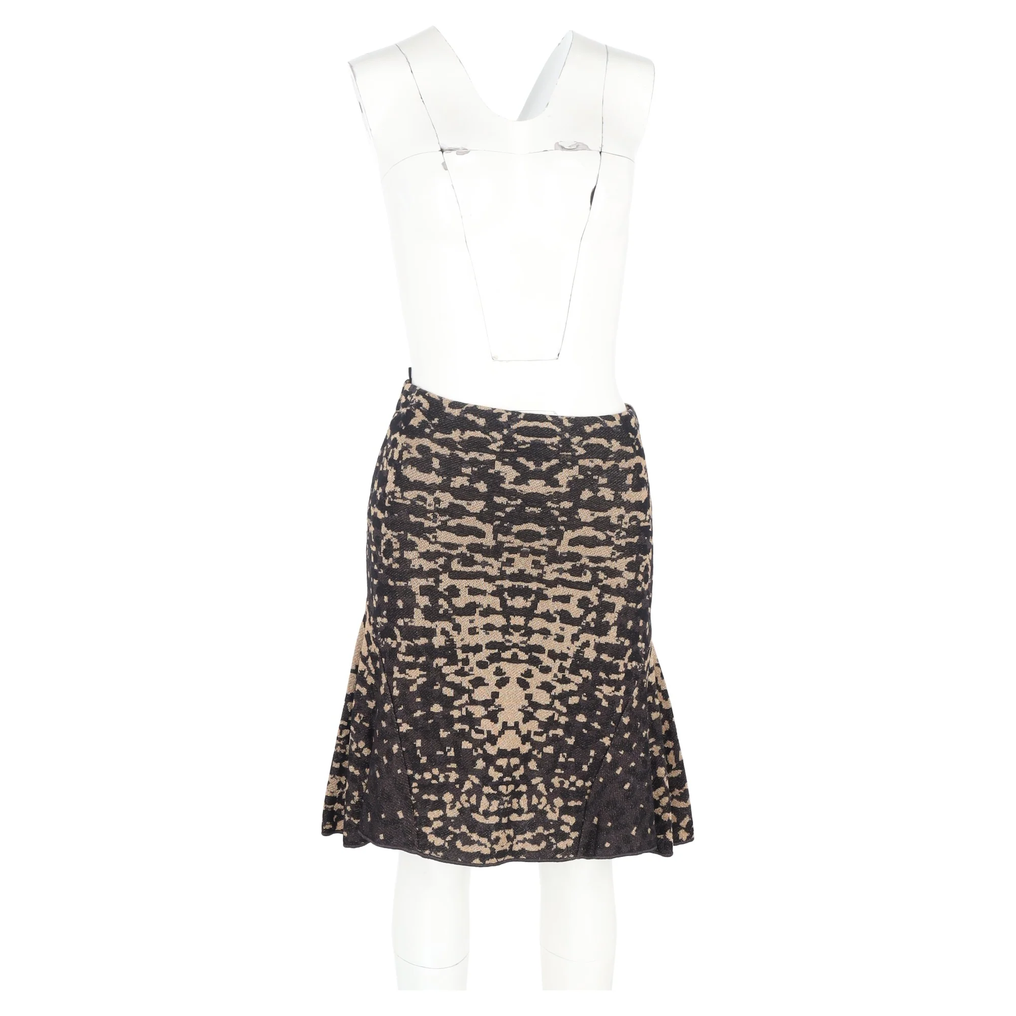 Women's Missoni Printed Knee-Length Mermaid Skirt in Black and Gold Cotton - Image 4