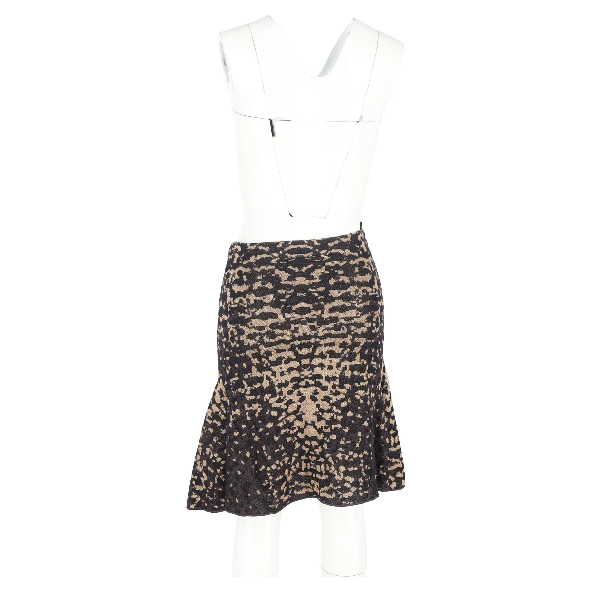 Women's Missoni Printed Knee-Length Mermaid Skirt in Black and Gold Cotton - Image 6