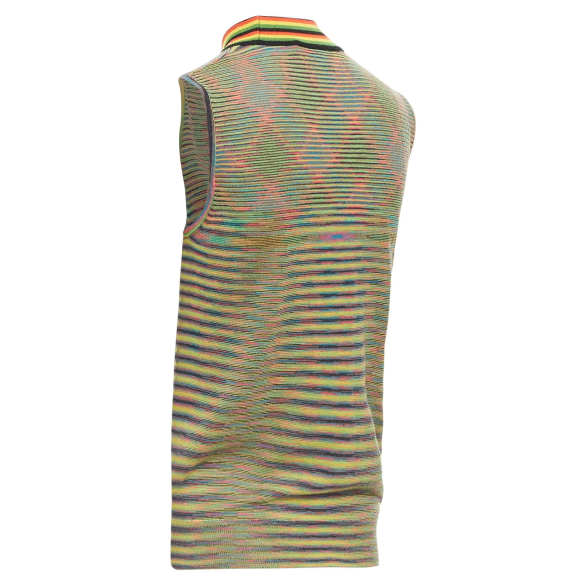 Women's MISSONI Rasta rainbow multicolour graphic wool knitted high neck tank top IT40 S - Image 6