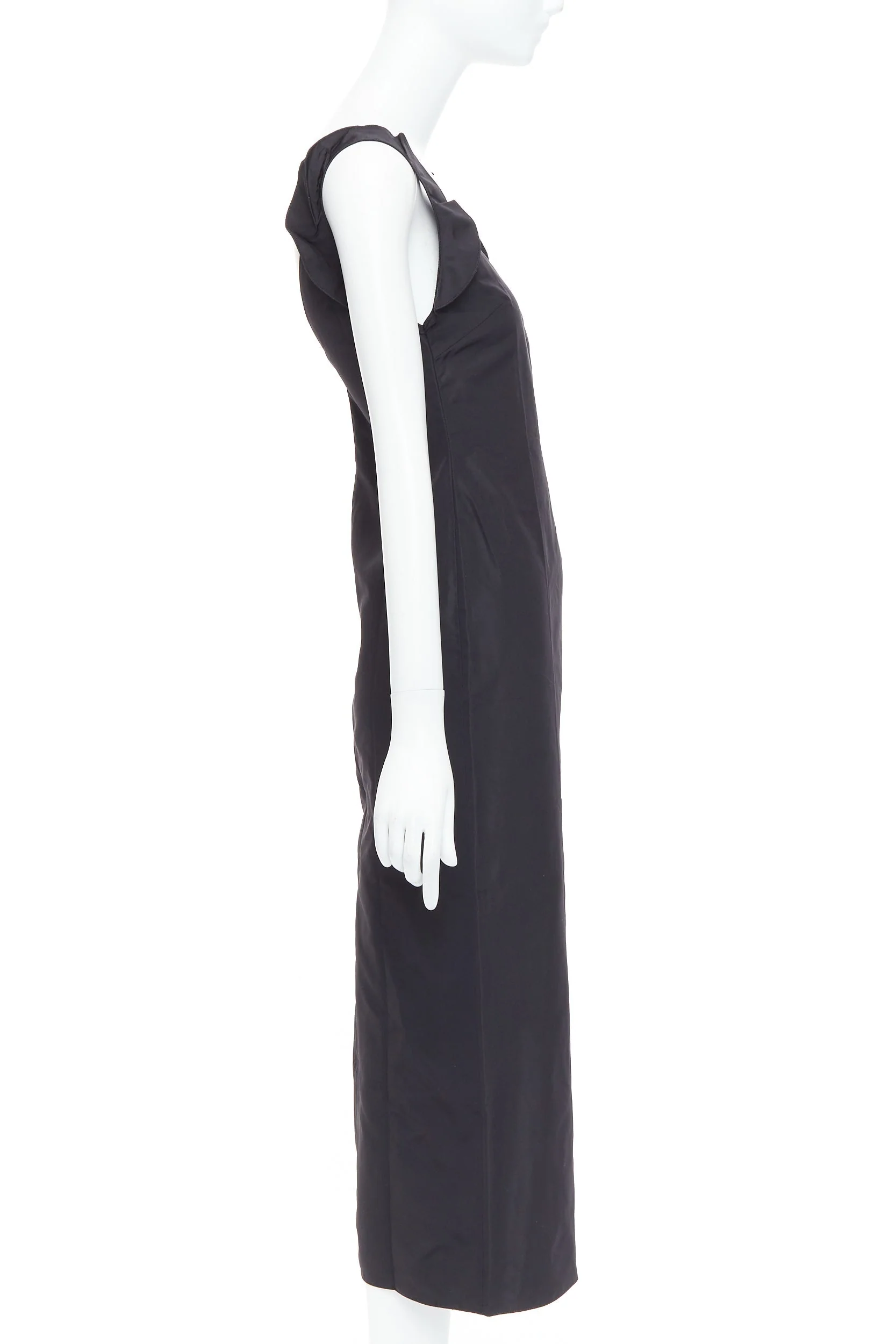 Women's Miu Miu 1990s Silk Blend Ruffle Strap V Back Dress - Image 4