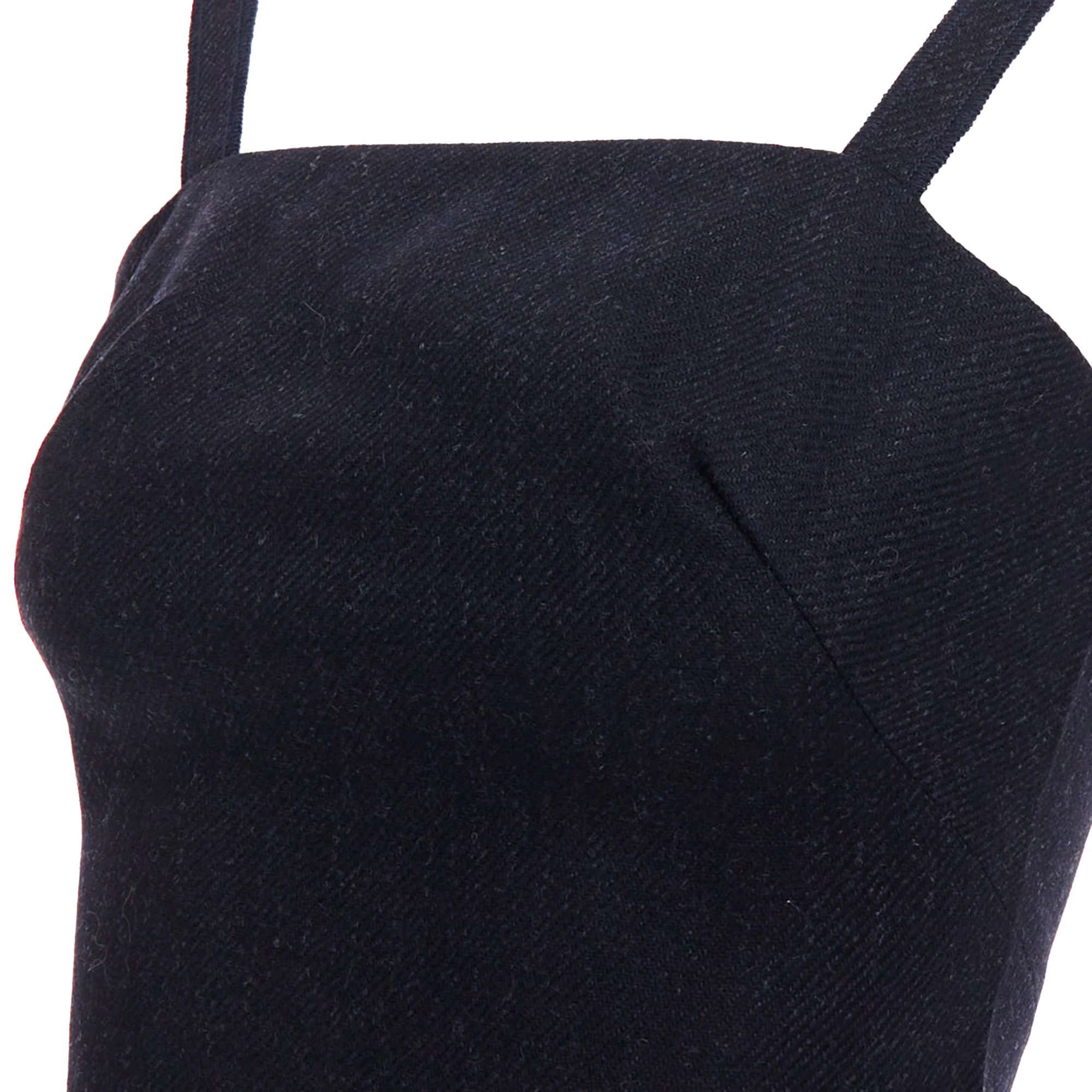Women's Miu Miu Fleece Wool Charcoal Grey Bustier Top - Image 2