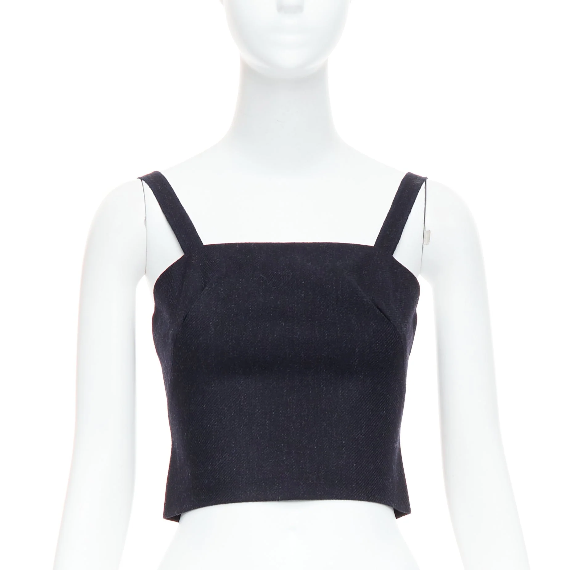 Women's Miu Miu Fleece Wool Charcoal Grey Bustier Top - Image 7