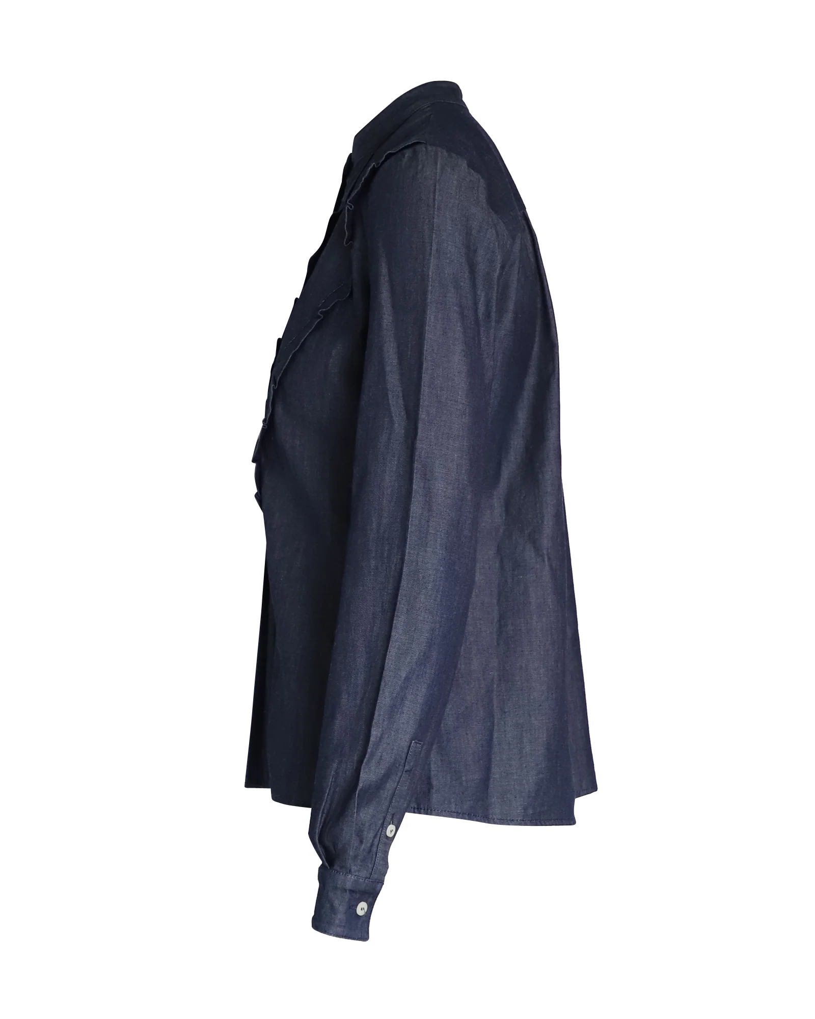 Women's Miu Miu Ruffled Shirt in Blue Cotton - Image 2