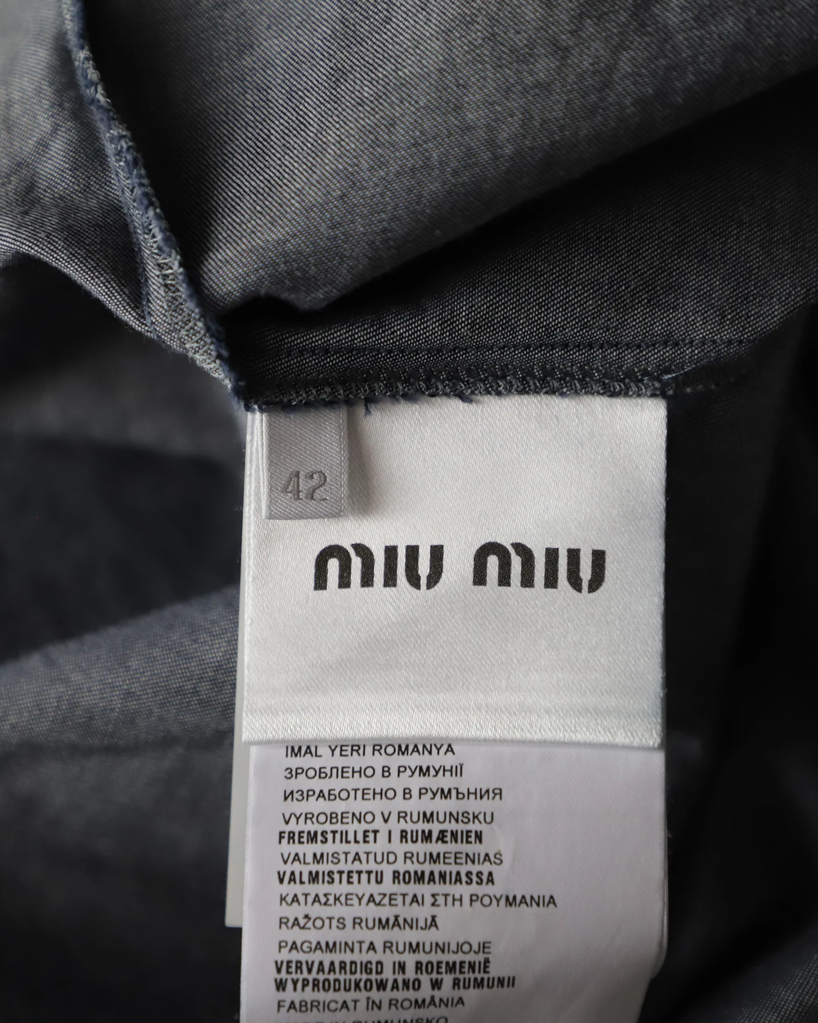 Women's Miu Miu Ruffled Shirt in Blue Cotton - Image 5