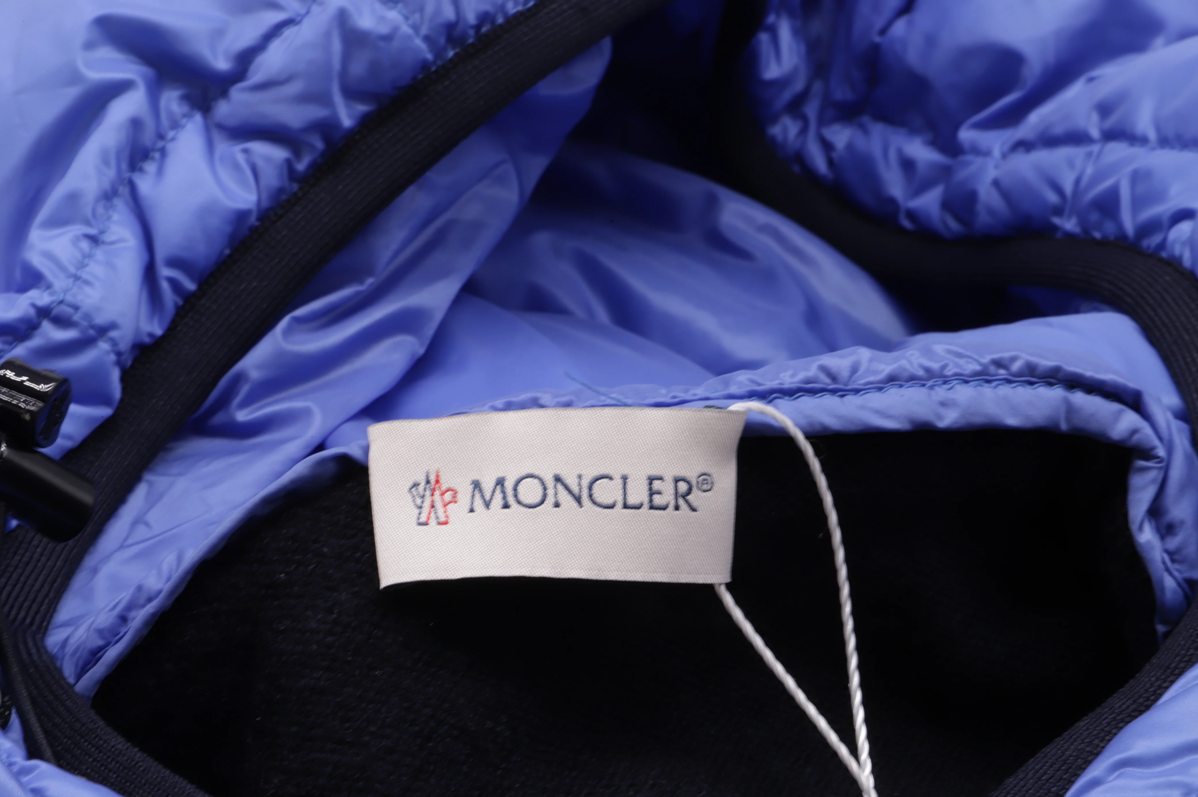 Men's Moncler Padded Accent Hooded Sweater in Navy Blue Wool and Polyamide - Image 10