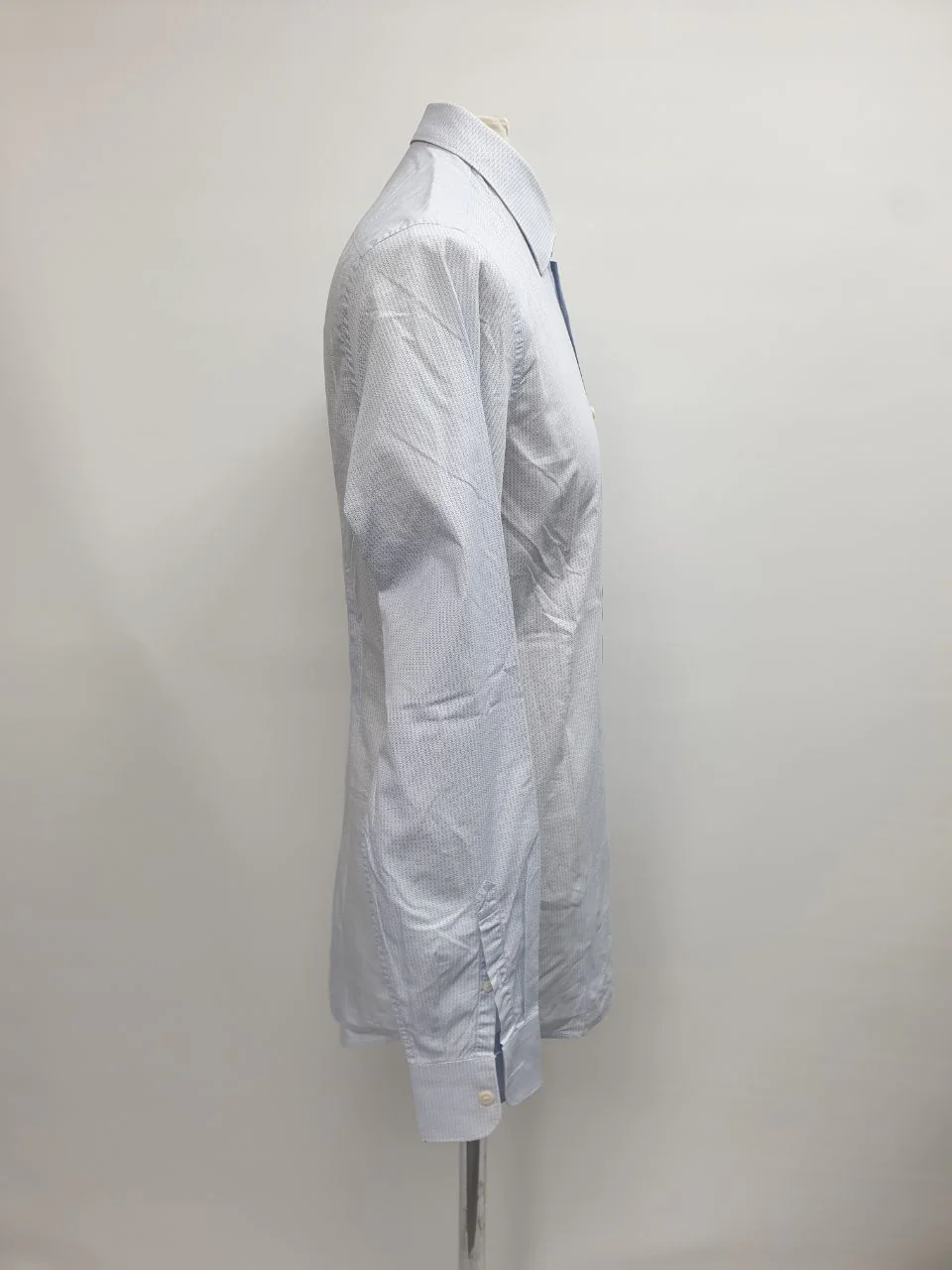Men's Prada Patterned Button-Down Long Sleeve Shirt in Light Blue Cotton - Image 7