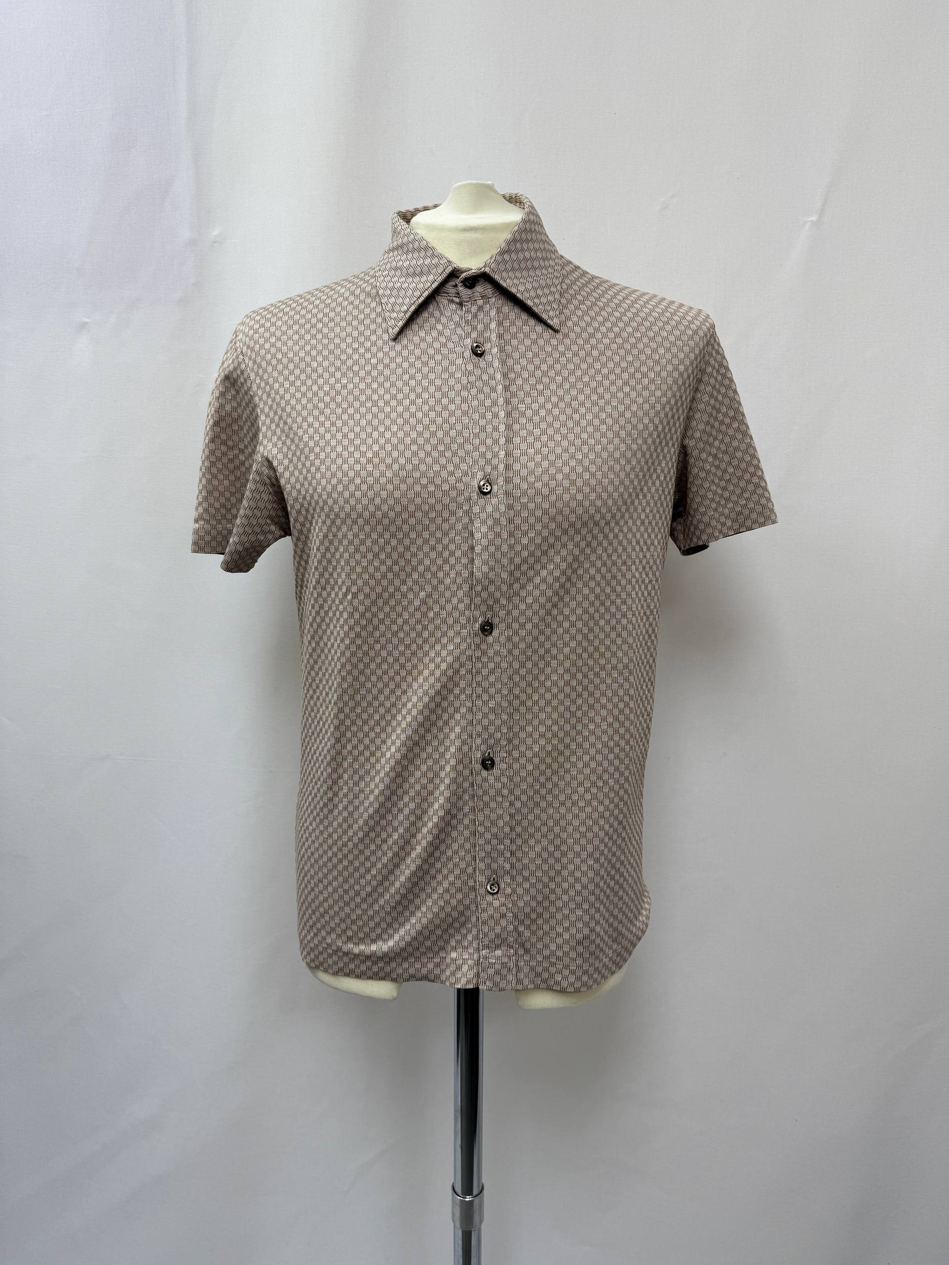 Men's  Prada Patterned Knitted Shirt in Brown Cotton - Image 5