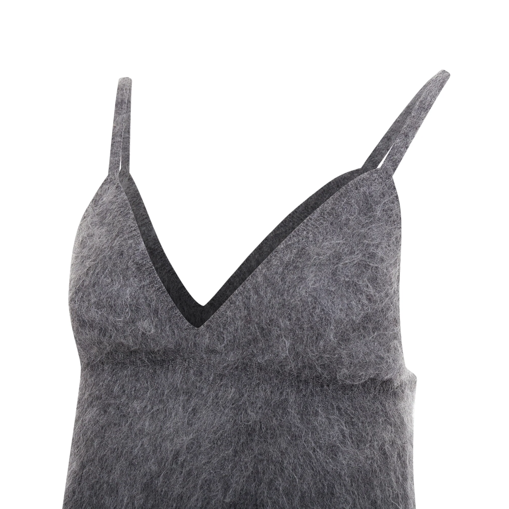 Women's PRADA 2017 fluffy grey mohair blend strappy camisole top IT38 XS - Image 2