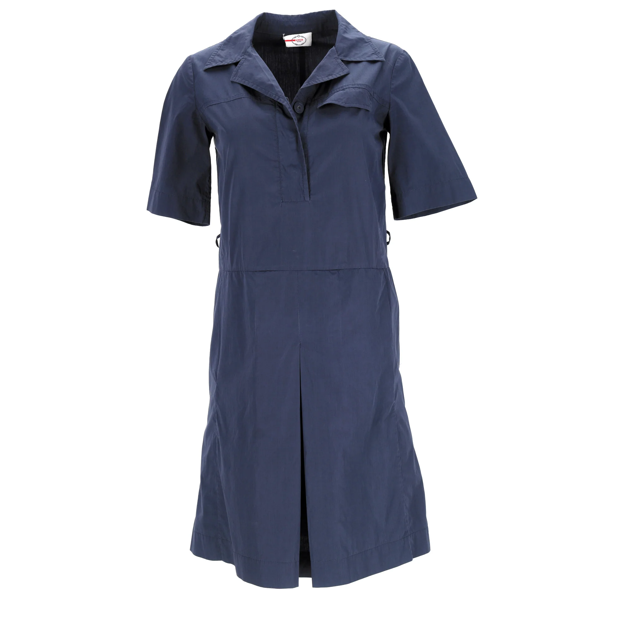 Women's  Prada Belted Midi Shirt Dress in Navy Blue Cotton - Image 6