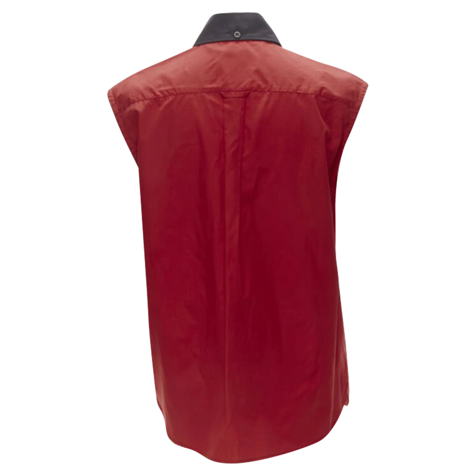 Women's Prada contrast collar boxy sleeveless vest shirt - Image 5