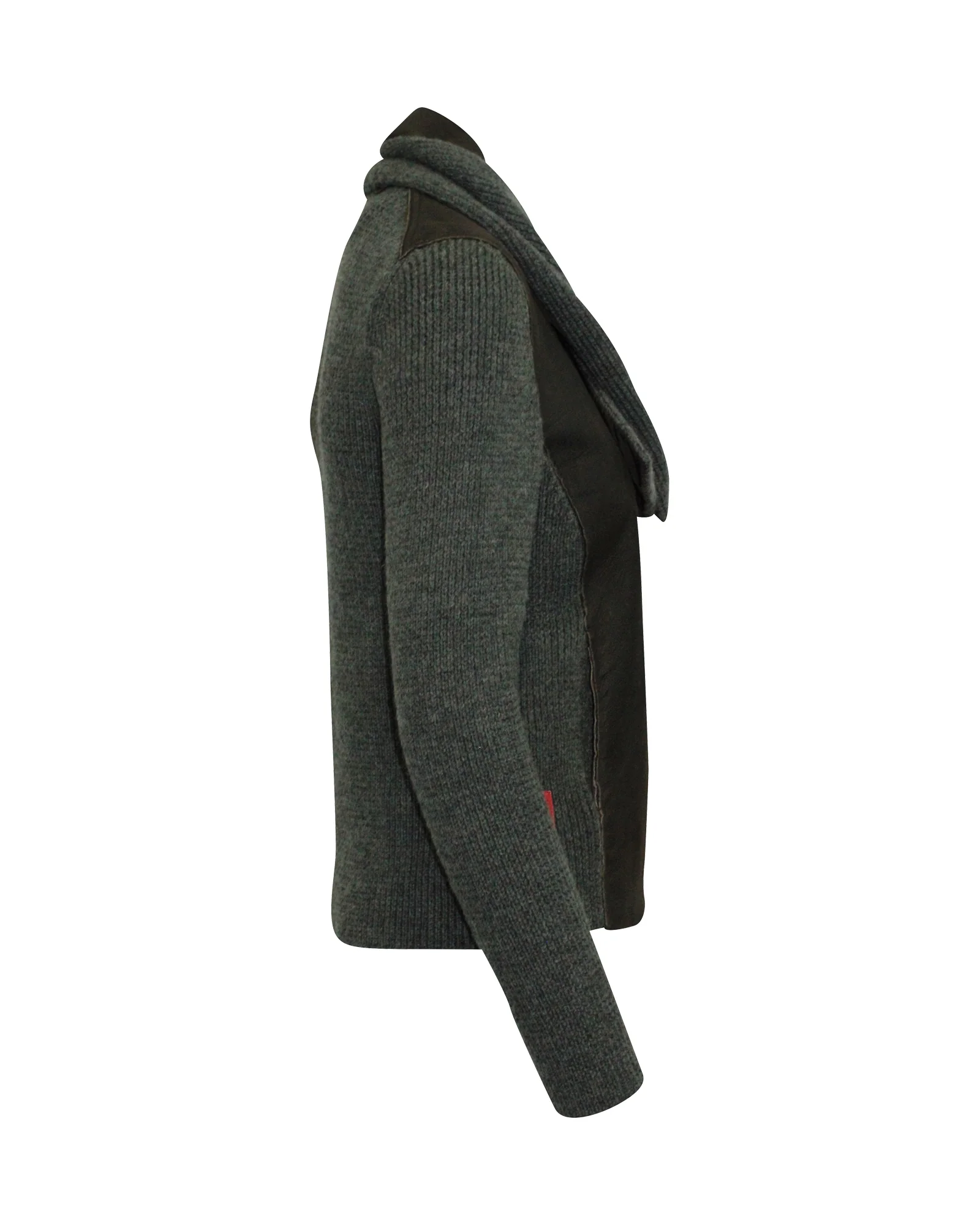 Women's Prada Knitted Sweater with Leather Bodice in Grey Virgin Wool - Image 4