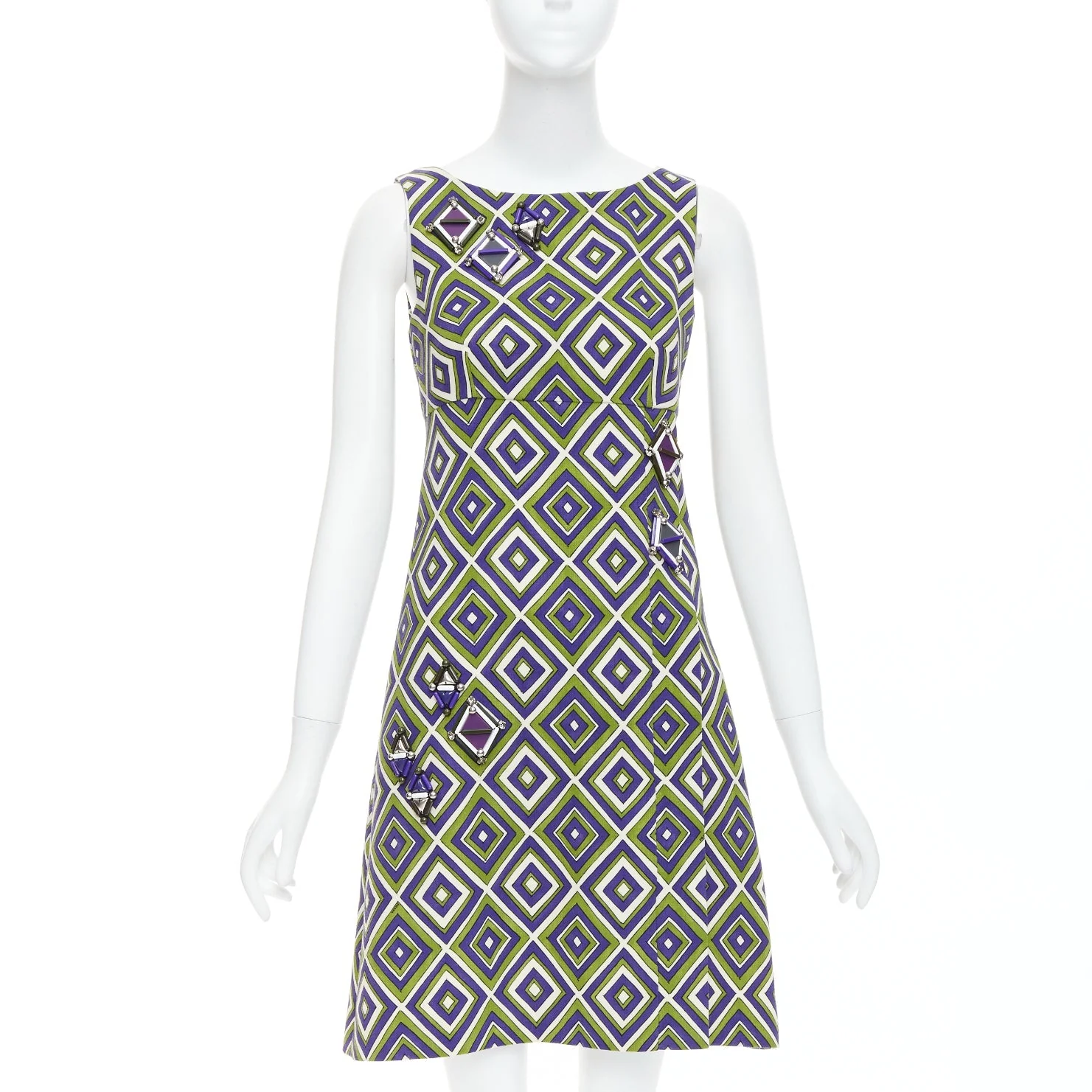 Women's Prada resin applique mod mini dress - Image 7