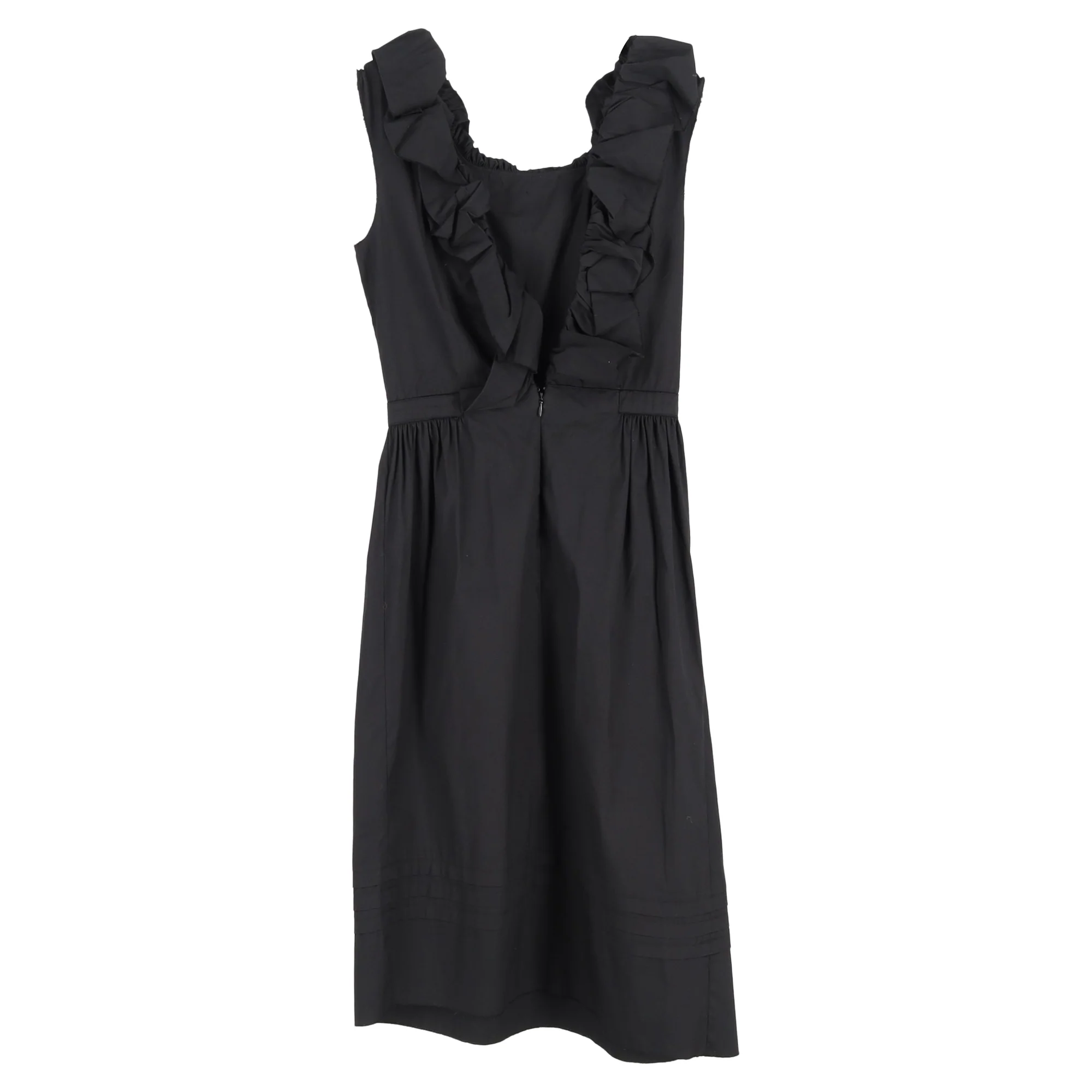 Women's Prada Ruffled Midi Dress in Black Cotton - Image 2
